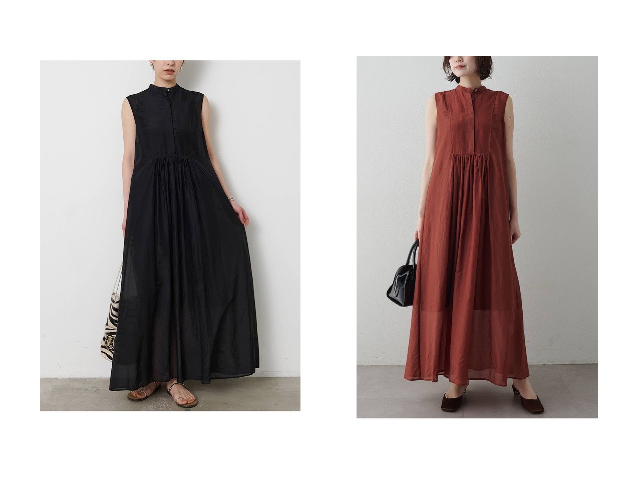 シルクコットンの軽やかさが際立つギャザーワンピース【Whim Gazette(ウィムガゼット)】の通販 おすすめ人気トレンドファッション通販アイテム インテリア・キッズ・メンズ・レディースファッション・服の通販 founy(ファニー) 　ファッション　Fashion　レディースファッション　Fashion for Women　ワンピース　Dresses　チュニック　Tunic Tops & Dresses　ギャザー　Gathered, Ruffled　シルク　Silk, 100% Silk　チュニック　Tunic, Long Top　ノースリーブ　Sleeveless, No-Sleeve　ロング　Long, Long-Length　新作・新入荷　New Arrivals / New In　ブラック系　Black　|ID:crp329100000227629