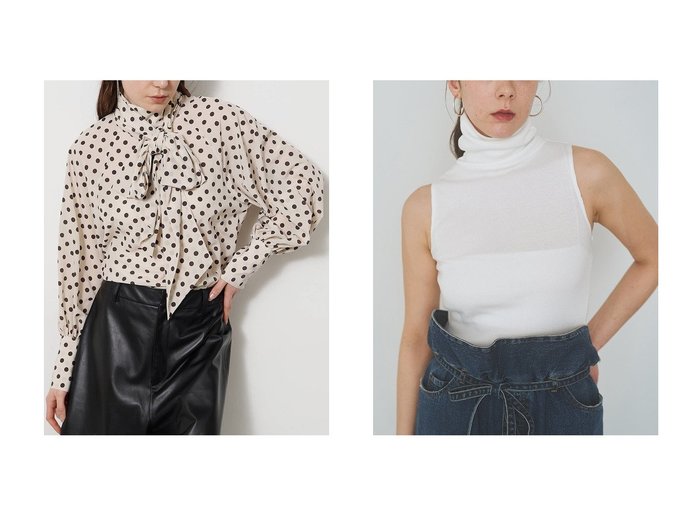 【Whim Gazette/ウィムガゼット】のドットボウタイブラウス&【OVERNEATH】別注Bodysuit025 おすすめ人気トレンドファッション通販アイテム 人気、トレンドファッション・服の通販 founy(ファニー) ファッション Fashion レディースファッション Fashion for Women トップス・カットソー Cut & Sew Tops シャツ・ブラウス・オフィスカジュアル Elegant Blouses & Button-Ups キャミソール&ノースリーブ Camisoles & Sleeveless Tops ロングTシャツ・Tシャツ Longline T-Shirts & Tees カットソー・ベーシックTシャツ Cut-and-Sewn Tops / Stretch Tees & Basics クラシカル Classical, Vintage-Inspired スリーブ Sleeve, Long Sleeve / Short Sleeve ドット Polka Dot, Dot Pattern ドレープ Drape, Draping Fabric パウダー Powder, Soft Tone プリント Print, Printed Pattern リラックス Relax, Relaxed Fit ロング Long, Long-Length ワイド Wide, Wide Fit エレガント 上品 Elegant 新作・新入荷 New Arrivals / New In |ID:crp329100000227632