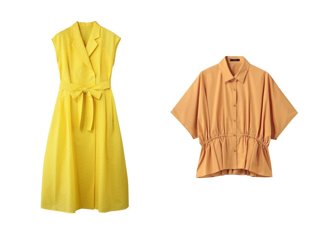 テーラーワンピースとペプラムシャツで楽しむ華やかなスタイル【allureville(アルアバイル)】の通販 おすすめ人気トレンドファッション通販アイテム インテリア・キッズ・メンズ・レディースファッション・服の通販 founy(ファニー) 　ファッション　Fashion　レディースファッション　Fashion for Women　ワンピース　Dresses　チュニック　Tunic Tops & Dresses　トップス・カットソー　Cut & Sew Tops　シャツ・ブラウス・オフィスカジュアル　Elegant Blouses & Button-Ups　インナー　Innerwear　キャミソール　Camisole, Spaghetti Strap Top　チュニック　Tunic, Long Top　フィット　Fit, Slim Fit　フレア　Flare, Flared　リボン　Ribbon, Bow　新作・新入荷　New Arrivals / New In　ホワイト系　White　イエロー系　Yellow　ブラック系　Black　ブルー系　Blue　|ID:crp329100000227636