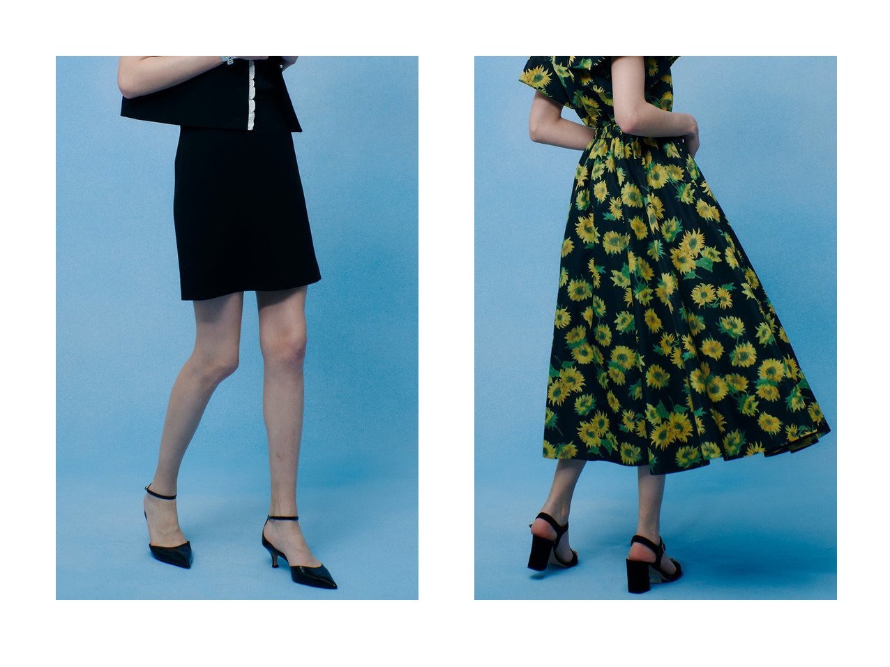 【allureville/アルアバイル】の【LOULOU WILLOUGHBY】サンフラワープリントギャザースカート&【LOULOU WILLOUGHBY】ダブルクロスミニスカート おすすめ人気トレンドファッション通販アイテム インテリア・キッズ・メンズ・レディースファッション・服の通販 founy(ファニー) 　ファッション　Fashion　レディースファッション　Fashion for Women　スカート　Skirts　ミニスカート　Mini Skirts　おすすめ　Recommended / Our Picks　シンプル　Simple, Minimal　ジャケット　Jacket, Outerwear　セットアップ　Set-Up, Coordinated Outfit　ダブル　Double, Double-Breasted　ミニスカート　Mini Skirt, Short Skirt　エレガント 上品　Elegant　新作・新入荷　New Arrivals / New In　ブラック系　Black　|ID:crp329100000227637