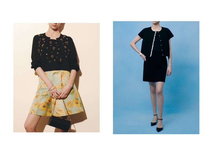 【allureville/アルアバイル】の【LOULOU WILLOUGHBY】ダブルクロスフリルジャケット&〈WEB 一部店舗限定〉【LOULOU WILLOUGHBY】サンフラワービジューカーディガン おすすめ人気トレンドファッション通販アイテム 人気、トレンドファッション・服の通販 founy(ファニー) 　ファッション　Fashion　レディースファッション　Fashion for Women　トップス・カットソー　Cut & Sew Tops　ニット　Knit Tops & Sweaters　カーディガン・羽織り　Layered Style Cardigans　アウター　Coat / Outerwear Collection　レディースジャケット・軽アウター　Jackets　カーディガン　Cardigan, Knitwear　ツイスト　Tweed, Tweed Fabric　ビジュー　Bijou, Jewel-like Accent　モチーフ　Motif, Design Theme　夏　Summer　新作・新入荷　New Arrivals / New In　|ID:crp329100000227639