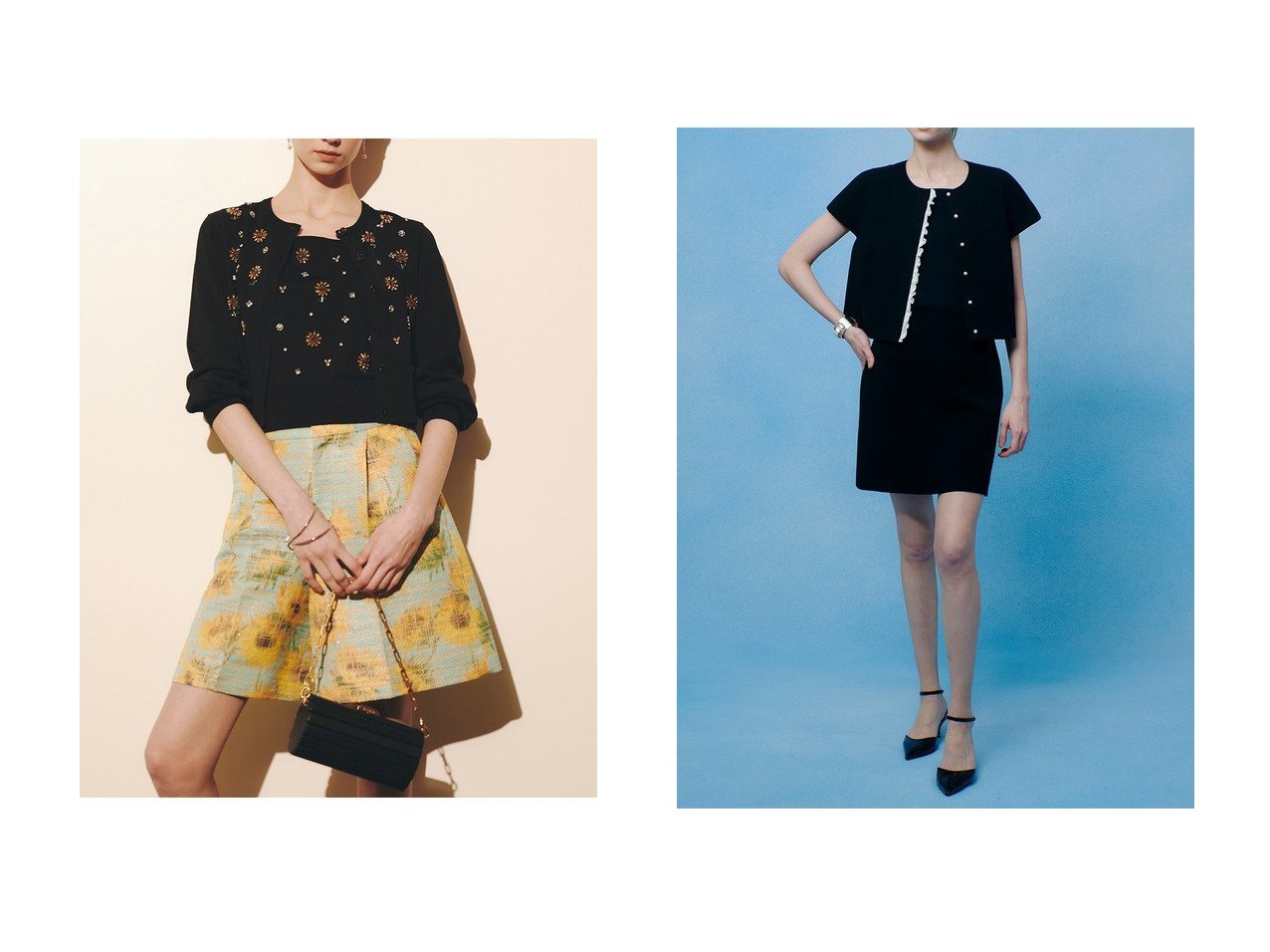 【allureville/アルアバイル】の【LOULOU WILLOUGHBY】ダブルクロスフリルジャケット&〈WEB 一部店舗限定〉【LOULOU WILLOUGHBY】サンフラワービジューカーディガン おすすめ人気トレンドファッション通販アイテム インテリア・キッズ・メンズ・レディースファッション・服の通販 founy(ファニー) 　ファッション　Fashion　レディースファッション　Fashion for Women　トップス・カットソー　Cut & Sew Tops　ニット　Knit Tops & Sweaters　カーディガン・羽織り　Layered Style Cardigans　アウター　Coat / Outerwear Collection　レディースジャケット・軽アウター　Jackets　カーディガン　Cardigan, Knitwear　ツイスト　Tweed, Tweed Fabric　ビジュー　Bijou, Jewel-like Accent　モチーフ　Motif, Design Theme　夏　Summer　新作・新入荷　New Arrivals / New In　ホワイト系　White　ブラック系　Black　|ID:crp329100000227639