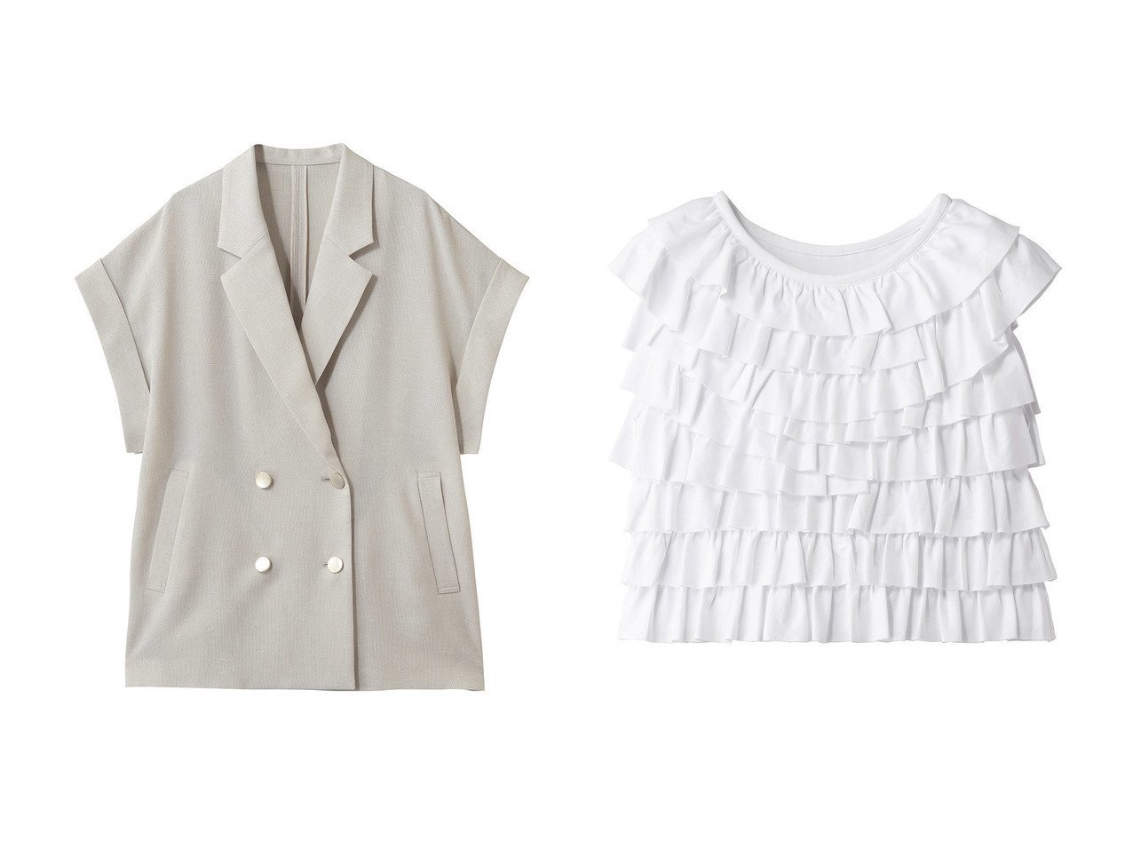 【allureville/アルアバイル】のスラブメッシュフレンチスリーブ A&【Loulou Willoughby】フリルティアードプルオーバー おすすめ人気トレンドファッション通販アイテム インテリア・キッズ・メンズ・レディースファッション・服の通販 founy(ファニー) 　ファッション　Fashion　レディースファッション　Fashion for Women　アウター　Coat / Outerwear Collection　レディースジャケット・軽アウター　Jackets　トップス・カットソー　Cut & Sew Tops　シャツ・ブラウス・オフィスカジュアル　Elegant Blouses & Button-Ups　ロングTシャツ・Tシャツ　Longline T-Shirts & Tees　カジュアルプルオーバー・ニットトップス　Pullovers & Knit Tops / Casual Pullovers　カットソー・ベーシックTシャツ　Cut-and-Sewn Tops / Stretch Tees & Basics　おすすめ　Recommended / Our Picks　ジャケット　Jacket, Outerwear　スリーブ　Sleeve, Long Sleeve / Short Sleeve　ダブル　Double, Double-Breasted　フレンチ　French, French Style　メッシュ　Mesh, Net Fabric　夏　Summer　新作・新入荷　New Arrivals / New In　長袖　Long Sleeve, Full Sleeve　ギャザー　Gathered, Ruffled　デニム　Denim, Jeans Material　バランス　Balance, Style Balance　パターン　Pattern, Design Print　フェミニン　Feminine, Girly　フリル　Frill, Ruffle　ロング　Long, Long-Length　ベージュ系　Beige　ホワイト系　White　ブラック系　Black　|ID:crp329100000227642