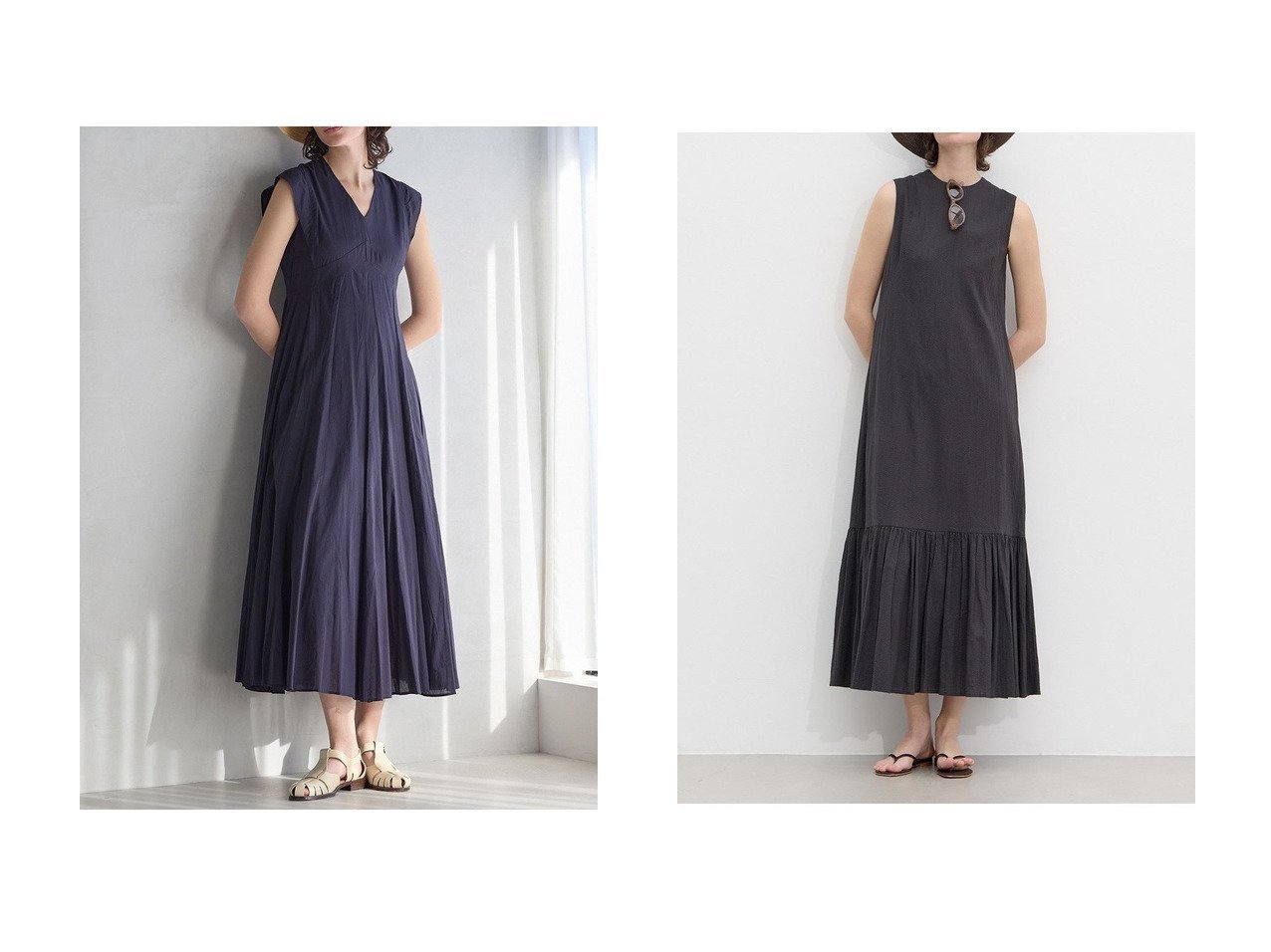 シアサッカードレスとVネックドレスで楽しむ洗練スタイル【martinique(マルティニーク)】の通販 おすすめ人気トレンドファッション通販アイテム インテリア・キッズ・メンズ・レディースファッション・服の通販 founy(ファニー) 　ファッション　Fashion　レディースファッション　Fashion for Women　ワンピース　Dresses　フォーマル・パーティードレス・結婚式用ドレス　Elegant & Casual Dresses　チュニック　Tunic Tops & Dresses　インド　Indian Textile　オケージョン　Occasion Wear　シンプル　Simple, Minimal　チュニック　Tunic, Long Top　ドレス　Dress, One-Piece　ロング　Long, Long-Length　夏　Summer　新作・新入荷　New Arrivals / New In　ビジネス 仕事 通勤　Business / Work / Commuting　エレガント 上品　Elegant　ジャケット　Jacket, Outerwear　ネックレス　Necklace, Pendant Necklace　ノースリーブ　Sleeveless, No-Sleeve　フェミニン　Feminine, Girly　フリル　Frill, Ruffle　ブルー系　Blue　ブラック系　Black　|ID:crp329100000227647