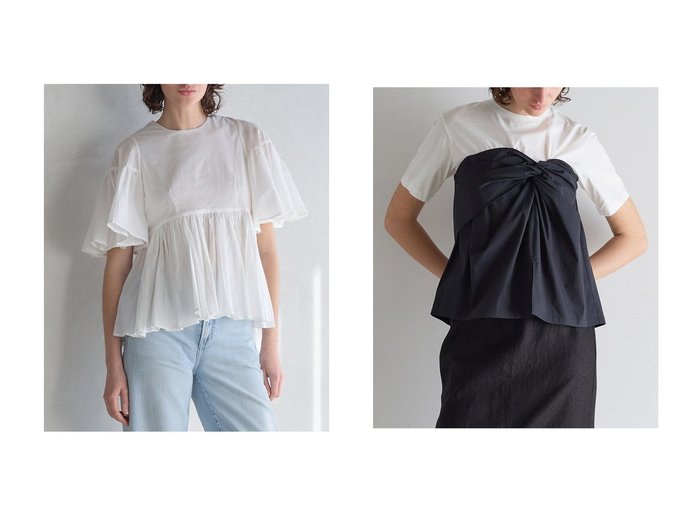 フレアスリーブブラウスとビスチェ風Tシャツで楽しむレイヤードスタイル【martinique(マルティニーク)】の通販 おすすめ人気トレンドファッション通販アイテム 人気、トレンドファッション・服の通販 founy(ファニー) ファッション Fashion レディースファッション Fashion for Women トップス・カットソー Cut & Sew Tops シャツ・ブラウス・オフィスカジュアル Elegant Blouses & Button-Ups ロングTシャツ・Tシャツ Longline T-Shirts & Tees カットソー・ベーシックTシャツ Cut-and-Sewn Tops / Stretch Tees & Basics ビスチェ Bustiers & Corset Tops / Layered Bustier Style インド Indian Textile ギャザー Gathered, Ruffled ショート Short, Short Length スリーブ Sleeve, Long Sleeve / Short Sleeve ドロップ Drop Shoulder, Dropped Style フォルム Silhouette, Form フレア Flare, Flared ペプラム Peplum, Flared Hem ラウンド Round, Round Neck 新作・新入荷 New Arrivals / New In |ID:crp329100000227650