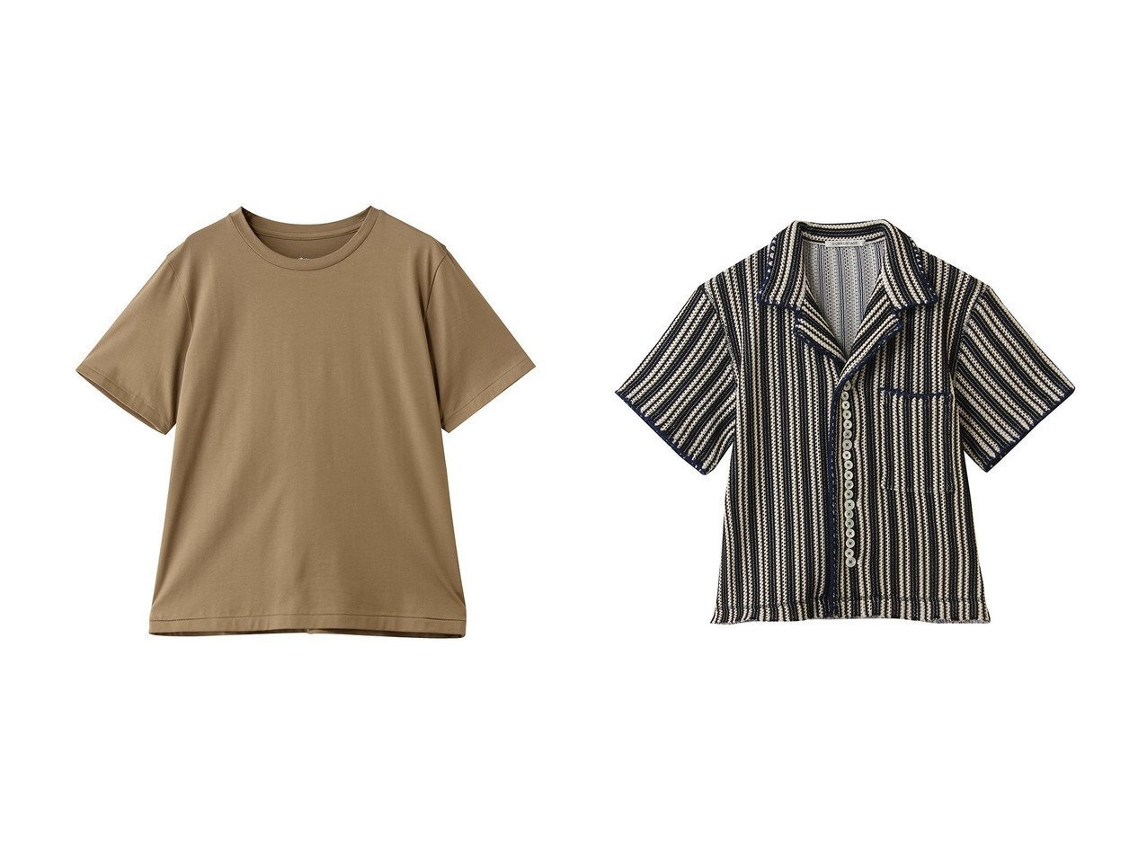 【martinique/マルティニーク】のESSENTIAL Tシャツ&【CURRENTAGE】ニットラッセルジャージーストライプブラウス おすすめ人気トレンドファッション通販アイテム インテリア・キッズ・メンズ・レディースファッション・服の通販 founy(ファニー) 　ファッション　Fashion　レディースファッション　Fashion for Women　トップス・カットソー　Cut & Sew Tops　シャツ・ブラウス・オフィスカジュアル　Elegant Blouses & Button-Ups　ロングTシャツ・Tシャツ　Longline T-Shirts & Tees　カットソー・ベーシックTシャツ　Cut-and-Sewn Tops / Stretch Tees & Basics　ニット　Knit Tops & Sweaters　ショート　Short, Short Length　シンプル　Simple, Minimal　ジャケット　Jacket, Outerwear　スリーブ　Sleeve, Long Sleeve / Short Sleeve　フィット　Fit, Slim Fit　定番　Standard, Basic Item　新作・新入荷　New Arrivals / New In　ベージュ系　Beige　ブルー系　Blue　|ID:crp329100000227653