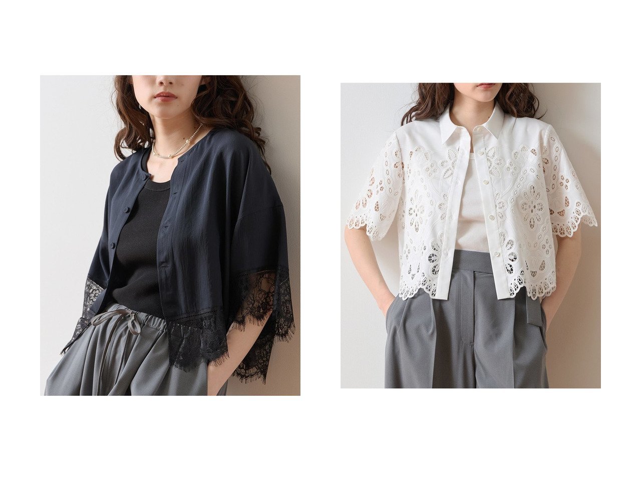 【Tiara/ティアラ】のレースヘムTブラウス&カットワークレースショートスリーブシャツ おすすめ人気トレンドファッション通販アイテム インテリア・キッズ・メンズ・レディースファッション・服の通販 founy(ファニー) 　ファッション　Fashion　レディースファッション　Fashion for Women　トップス・カットソー　Cut & Sew Tops　シャツ・ブラウス・オフィスカジュアル　Elegant Blouses & Button-Ups　おすすめ　Recommended / Our Picks　コンビ　Combo, Combination Style　ショート　Short, Short Length　シルク　Silk, 100% Silk　スリーブ　Sleeve, Long Sleeve / Short Sleeve　トレンド　Trend, Trending Now　ドレープ　Drape, Draping Fabric　レース　Lace, Lace Fabric　ワイド　Wide, Wide Fit　ヴィンテージ　Vintage Style　ビジネス 仕事 通勤　Business / Work / Commuting　新作・新入荷　New Arrivals / New In　ブルー系　Blue　|ID:crp329100000227671