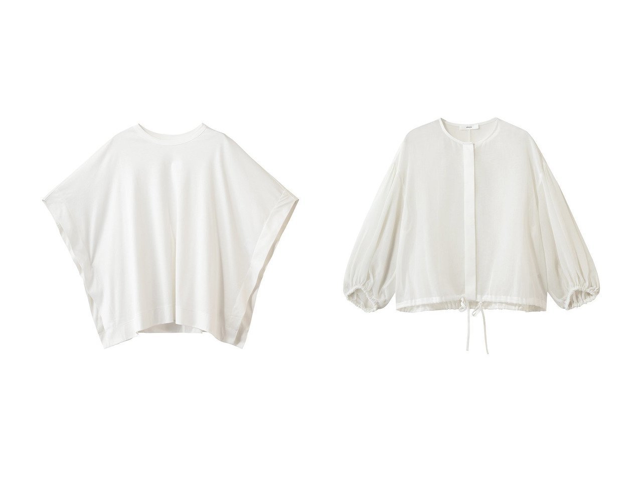 【ebure/エブール】のソフトオーガンジー シャーリングブラウス&ナチュラルファンクションスムース ビッグTシャツ おすすめ人気トレンドファッション通販アイテム インテリア・キッズ・メンズ・レディースファッション・服の通販 founy(ファニー) 　ファッション　Fashion　レディースファッション　Fashion for Women　トップス・カットソー　Cut & Sew Tops　シャツ・ブラウス・オフィスカジュアル　Elegant Blouses & Button-Ups　ロングTシャツ・Tシャツ　Longline T-Shirts & Tees　カットソー・ベーシックTシャツ　Cut-and-Sewn Tops / Stretch Tees & Basics　ショート　Short, Short Length　スリーブ　Sleeve, Long Sleeve / Short Sleeve　バランス　Balance, Style Balance　ビッグ　Big, Oversized　エレガント 上品　Elegant　新作・新入荷　New Arrivals / New In　ホワイト系　White　ブラック系　Black　|ID:crp329100000227675