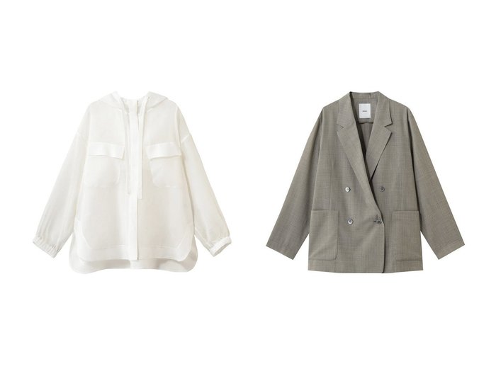 【ebure/エブール】のソフトオーガンジー フーデットブルゾン&ドライシアーウール アンコンジャケット おすすめ人気トレンドファッション通販アイテム 人気、トレンドファッション・服の通販 founy(ファニー) ファッション Fashion レディースファッション Fashion for Women アウター Coat / Outerwear Collection レディースジャケット・軽アウター Jackets ブルゾンジャケット・スポーティアウター Blouson Jackets おすすめ Recommended / Our Picks なめらか Smooth, Silky Texture オーガンジー Organza Fabric ジャケット Jacket, Outerwear ダブル Double, Double-Breasted フラップ Flap, Flap Pocket ブルゾン Blouson, Bomber Jacket ポケット Pocket, Pocket Detail 新作・新入荷 New Arrivals / New In |ID:crp329100000227677