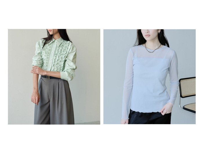 【DoCLASSE/ドゥクラッセ】のストレッチオーガンジー・クルーネックトップス&高密度タイプライター・フリルシャツ おすすめ人気トレンドファッション通販アイテム 人気、トレンドファッション・服の通販 founy(ファニー) ファッション Fashion レディースファッション Fashion for Women トップス・カットソー Cut & Sew Tops シャツ・ブラウス・オフィスカジュアル Elegant Blouses & Button-Ups カットソー・ベーシックTシャツ Cut-and-Sewn Tops / Stretch Tees & Basics 新作・新入荷 New Arrivals / New In オケージョン Occasion Wear オーガンジー Organza Fabric ジャケット Jacket, Outerwear タイプライター Typewriter Fabric, Crisp Cotton デニム Denim, Jeans Material フリル Frill, Ruffle エレガント 上品 Elegant |ID:crp329100000227683