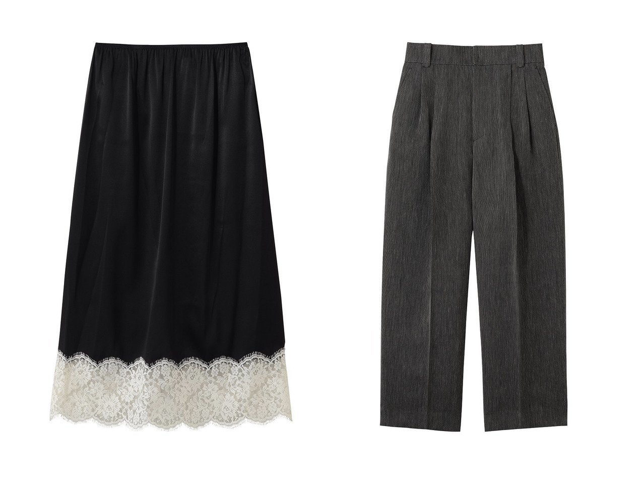 【unbilanc/アンビラン】のジョージーストークパンツ&ストークランジェリースカート おすすめ人気トレンドファッション通販アイテム インテリア・キッズ・メンズ・レディースファッション・服の通販 founy(ファニー) 　ファッション　Fashion　レディースファッション　Fashion for Women　スカート　Skirts　ロングスカート　Long Skirts / Maxi & Midi Skirts　パンツ　Pants & Trousers　サテン　Satin, Glossy Fabric　シルク　Silk, 100% Silk　ストレッチ　Stretch, Stretchy Fabric　スリット　Slit, Slit Detail　タイトスカート　Pencil Skirt, Tight Skirt　デニム　Denim, Jeans Material　ロング　Long, Long-Length　エレガント 上品　Elegant　新作・新入荷　New Arrivals / New In　ブラック系　Black　|ID:crp329100000227700