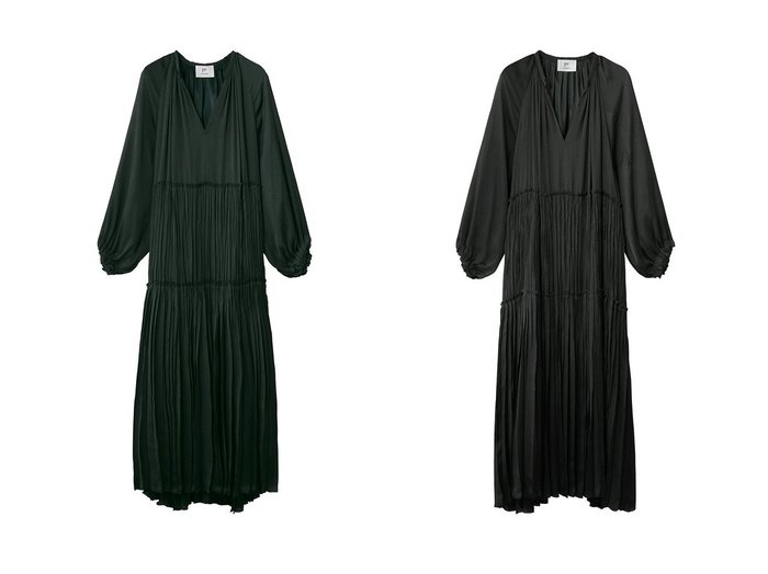 【1er Arrondissement/プルミエ アロンディスモン】のヨーリューサテンプリーツワンピース おすすめ人気トレンドファッション通販アイテム 人気、トレンドファッション・服の通販 founy(ファニー) ファッション Fashion レディースファッション Fashion for Women ワンピース Dresses チュニック Tunic Tops & Dresses ギャザー Gathered, Ruffled シルク Silk, 100% Silk スキッパー Skipper, Open Collar チュニック Tunic, Long Top ティアード Tiered, Tiered Style プリーツ Pleats, Pleated ロング Long, Long-Length エレガント 上品 Elegant 新作・新入荷 New Arrivals / New In |ID:crp329100000227716