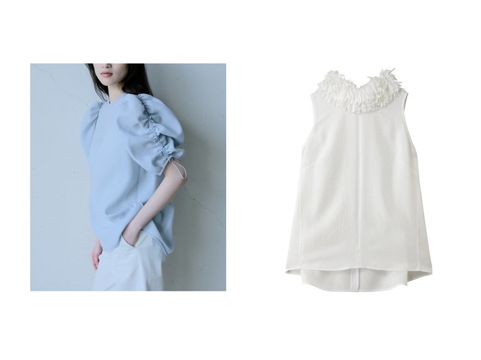 【ジャカード織とフリルネックが引き立つ軽やかなブラウスで整える春夏スタイル】ジェイドット(j.)の通販 おすすめ人気トレンドファッション通販アイテム インテリア・キッズ・メンズ・レディースファッション・服の通販 founy(ファニー) https://founy.com/ ファッション Fashion レディースファッション Fashion for Women トップス・カットソー Cut & Sew Tops シャツ・ブラウス・オフィスカジュアル Elegant Blouses & Button-Ups キャミソール&ノースリーブ Camisoles & Sleeveless Tops シャーリング Shirring, Ruched ショート Short, Short Length ジャカード／ジャガード Jacquard, Woven Pattern スリーブ Sleeve, Long Sleeve / Short Sleeve フェミニン Feminine, Girly 新作・新入荷 New Arrivals / New In シアー Sheer, See-Through スラックス Slacks, Dress Pants デニム Denim, Jeans Material ノースリーブ Sleeveless, No-Sleeve フリル Frill, Ruffle 夏 Summer 春 Spring S/S・春夏 SS, Spring/Summer, Warm Season |ID:crp329100000227720