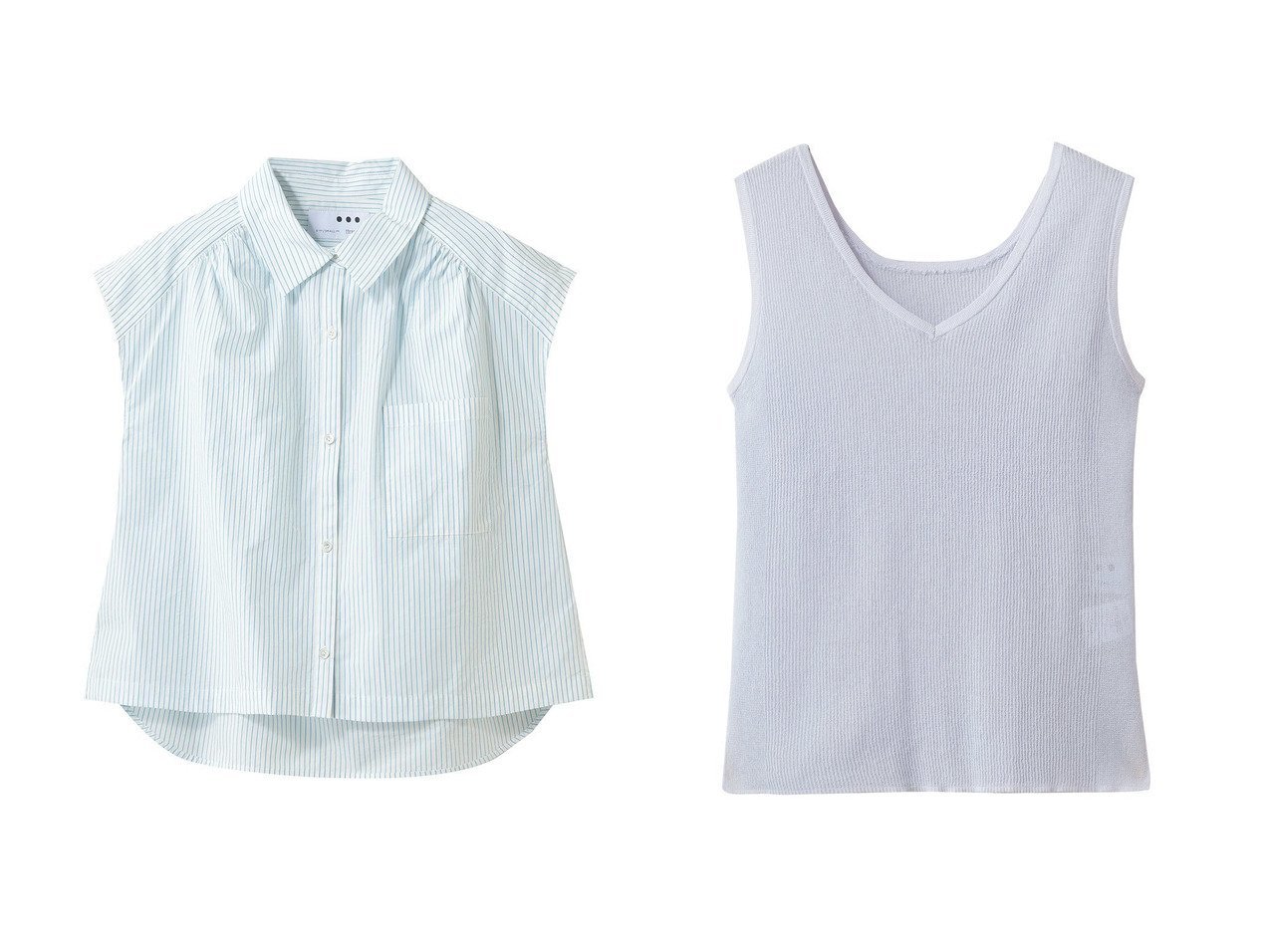 【ストライプシャツとシアータンクで楽しむ軽やかで上品な春夏スタイル】スリー ドッツ(three dots)の通販 おすすめ人気トレンドファッション通販アイテム インテリア・キッズ・メンズ・レディースファッション・服の通販 founy(ファニー) 　ファッション　Fashion　レディースファッション　Fashion for Women　トップス・カットソー　Cut & Sew Tops　シャツ・ブラウス・オフィスカジュアル　Elegant Blouses & Button-Ups　キャミソール&ノースリーブ　Camisoles & Sleeveless Tops　ロングTシャツ・Tシャツ　Longline T-Shirts & Tees　カットソー・ベーシックTシャツ　Cut-and-Sewn Tops / Stretch Tees & Basics　ショート　Short, Short Length　ストライプ　Stripe, Striped Pattern　スラックス　Slacks, Dress Pants　スリーブ　Sleeve, Long Sleeve / Short Sleeve　デニム　Denim, Jeans Material　フレンチ　French, French Style　ボックス　Boxy, Box Shape　新作・新入荷　New Arrivals / New In　おすすめ　Recommended / Our Picks　カーディガン　Cardigan, Knitwear　キャミ　Camisole, Cami Top　キャミソール　Camisole, Spaghetti Strap Top　シアー　Sheer, See-Through　シンプル　Simple, Minimal　セットアップ　Set-Up, Coordinated Outfit　タンク　Tank Top, Sleeveless Top　夏　Summer　春　Spring　S/S・春夏　SS, Spring/Summer, Warm Season　オレンジ系　Orange　ブルー系　Blue　|ID:crp329100000227729
