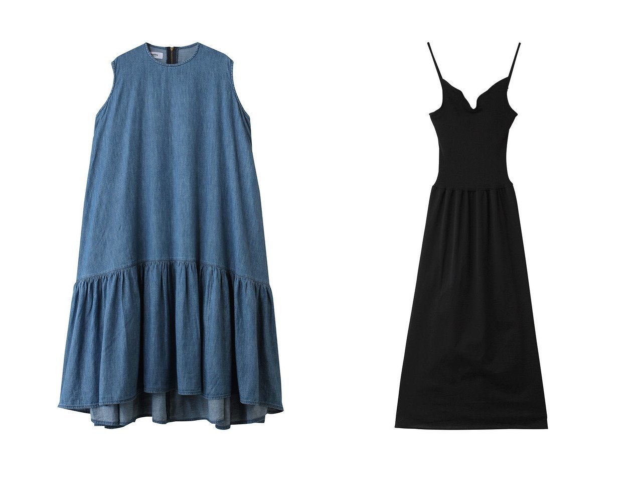 【異素材の上品な質感と軽やかなデニムが魅力のワンピース】AROMATIQUE(アロマティック)とHealthy Denim(ヘルシーデニム)の通販 おすすめ人気トレンドファッション通販アイテム インテリア・キッズ・メンズ・レディースファッション・服の通販 founy(ファニー) 　ファッション　Fashion　レディースファッション　Fashion for Women　ワンピース　Dresses　チュニック　Tunic Tops & Dresses　フォーマル・パーティードレス・結婚式用ドレス　Elegant & Casual Dresses　サンダル　Sandals, Summer Shoes　スニーカー　Sneakers, Trainers　チュニック　Tunic, Long Top　ティアード　Tiered, Tiered Style　デニム　Denim, Jeans Material　ノースリーブ　Sleeveless, No-Sleeve　ロング　Long, Long-Length　夏　Summer　新作・新入荷　New Arrivals / New In　軽量　Lightweight, Ultra Light　インナー　Innerwear　オケージョン　Occasion Wear　カッティング　Cutting Detail　シルク　Silk, 100% Silk　フィット　Fit, Slim Fit　ラグジュアリー　Luxury, Elegant　ブラック系　Black　|ID:crp329100000227757