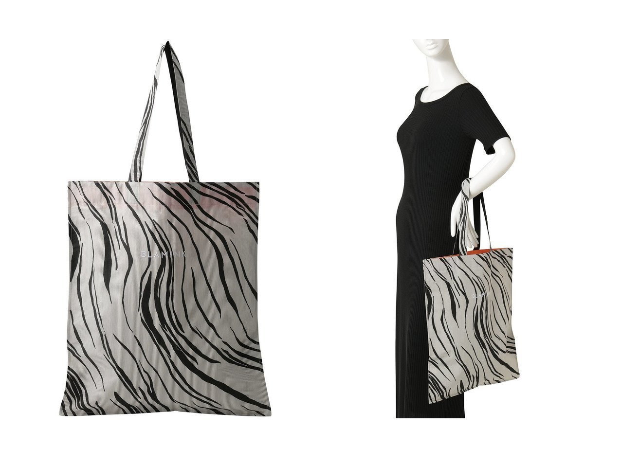 【ゼブラ柄が映えるエレガントなトートバッグ】BLAMINK(ブラミンク)の通販 おすすめ人気トレンドファッション通販アイテム インテリア・キッズ・メンズ・レディースファッション・服の通販 founy(ファニー) 　ファッション　Fashion　レディースファッション　Fashion for Women　バッグ　Bags　ストライプ　Stripe, Striped Pattern　フラット　Flat, Flat Shoes　新作・新入荷　New Arrivals / New In　雑誌　Magazine, Fashion Magazine　ホワイト系　White　|ID:crp329100000227786