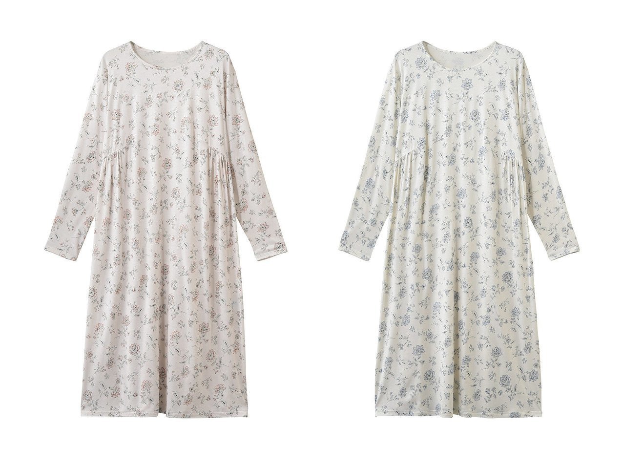 【シルク100パーセントと華やかなサラサ風プリントで優雅な時間を彩るナイティ】KID BLUE(キッドブルー)の通販 おすすめ人気トレンドファッション通販アイテム インテリア・キッズ・メンズ・レディースファッション・服の通販 founy(ファニー) 　ファッション　Fashion　レディースファッション　Fashion for Women　ワンピース　Dresses　シルク　Silk, 100% Silk　パジャマ　Pajamas, Sleepwear　プリント　Print, Printed Pattern　モチーフ　Motif, Design Theme　リラックス　Relax, Relaxed Fit　新作・新入荷　New Arrivals / New In　レッド系　Red　ブルー系　Blue　|ID:crp329100000227805