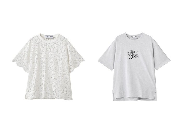 【エレガントな総レースブラウスと洗練ロゴTシャツで叶える大人の抜け感スタイル】THIRD MAGAZINE(サードマガジン)の通販 おすすめ人気トレンドファッション通販アイテム 人気、トレンドファッション・服の通販 founy(ファニー) ファッション Fashion レディースファッション Fashion for Women トップス・カットソー Cut & Sew Tops シャツ・ブラウス・オフィスカジュアル Elegant Blouses & Button-Ups ロングTシャツ・Tシャツ Longline T-Shirts & Tees カットソー・ベーシックTシャツ Cut-and-Sewn Tops / Stretch Tees & Basics ショート Short, Short Length スカラップ Scallop, Scalloped Edge スリーブ Sleeve, Long Sleeve / Short Sleeve バランス Balance, Style Balance レース Lace, Lace Fabric ワイド Wide, Wide Fit エレガント 上品 Elegant 新作・新入荷 New Arrivals / New In |ID:crp329100000227815