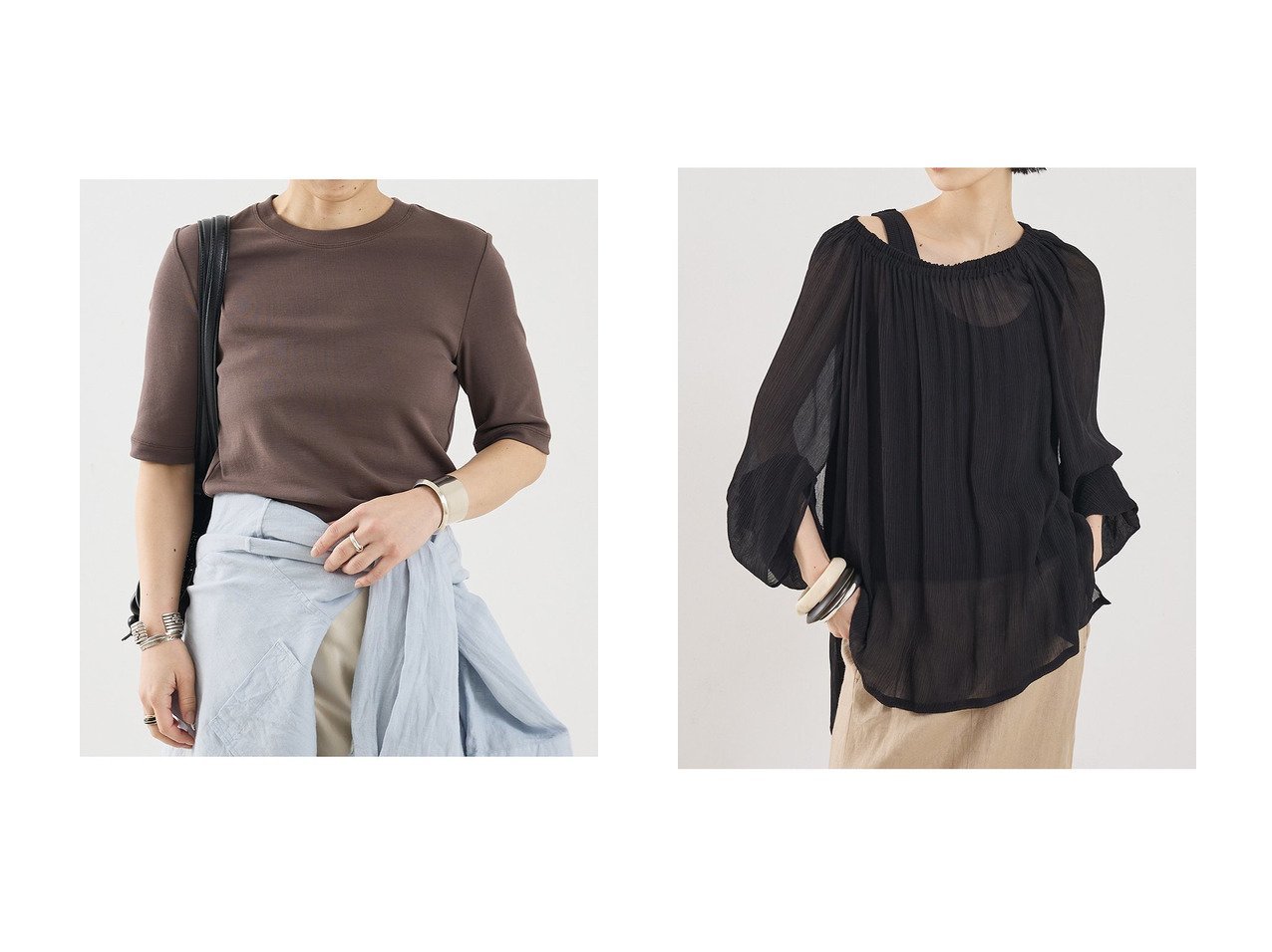軽やかさと上品さを纏うブラウスとTシャツ 多彩な着こなしで楽しむ夏の装い THE STORE by C(ザ ストア バイ シー)の通販 おすすめ人気トレンドファッション通販アイテム インテリア・キッズ・メンズ・レディースファッション・服の通販 founy(ファニー) 　ファッション　Fashion　レディースファッション　Fashion for Women　トップス・カットソー　Cut & Sew Tops　シャツ・ブラウス・オフィスカジュアル　Elegant Blouses & Button-Ups　ロングTシャツ・Tシャツ　Longline T-Shirts & Tees　カットソー・ベーシックTシャツ　Cut-and-Sewn Tops / Stretch Tees & Basics　インナー　Innerwear　エレガント 上品　Elegant　今季　This Season, Current Season　ショート　Short, Short Length　ジャケット　Jacket, Outerwear　スラックス　Slacks, Dress Pants　スリーブ　Sleeve, Long Sleeve / Short Sleeve　デニム　Denim, Jeans Material　定番　Standard, Basic Item　バランス　Balance, Style Balance　ベーシック　Basic, Essential　別注　Limited Edition, Custom Order　リラックス　Relax, Relaxed Fit　新作・新入荷　New Arrivals / New In　ホワイト系　White　ベージュ系　Beige　ブラウン系　Brown　ブラック系　Black　|ID:crp329100000227841