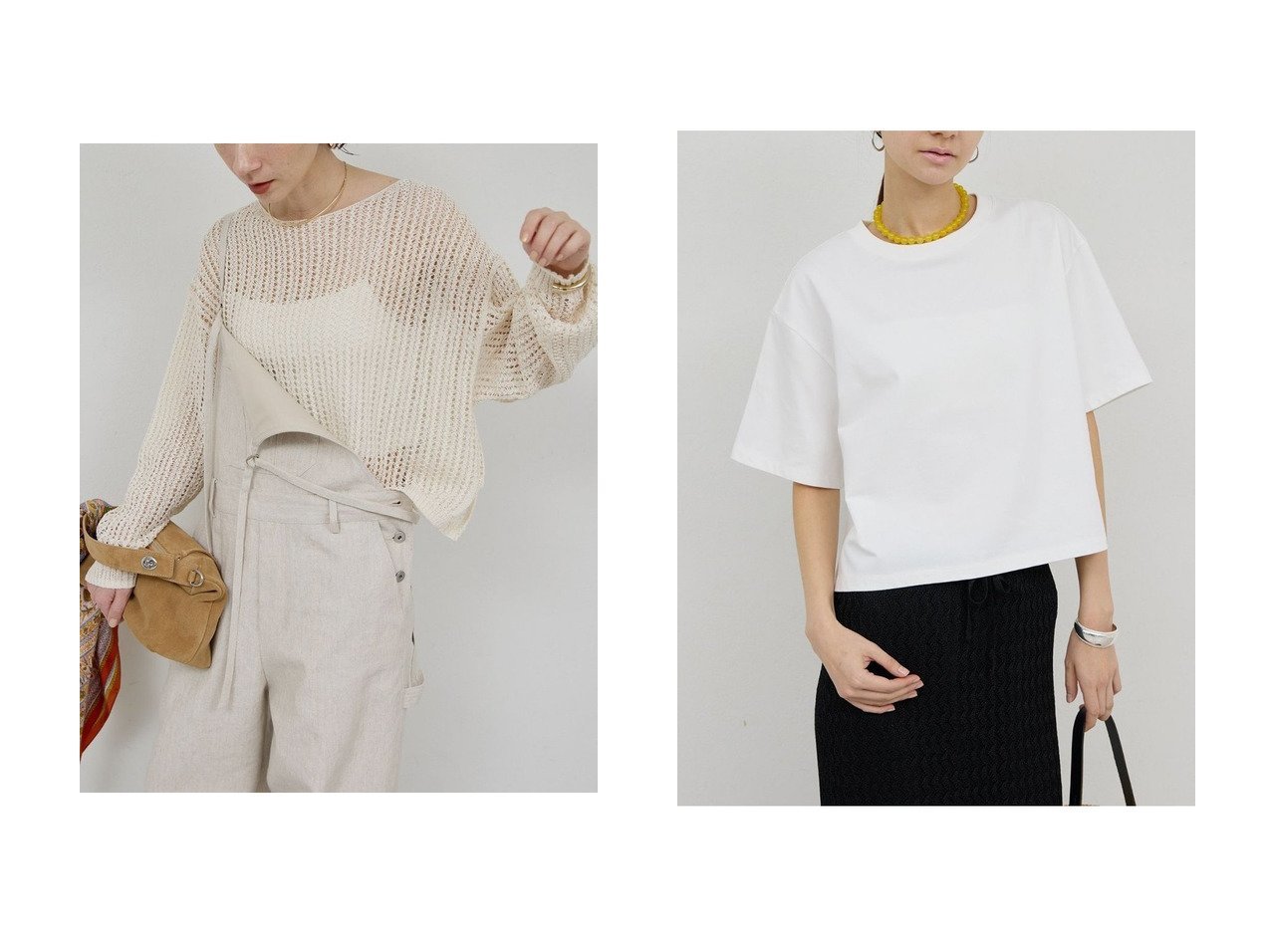 抜け感とミニマルなバランスを楽しむニットとTシャツ 洗練された大人のレイヤードスタイル GALLARDAGALANTE(ガリャルダガランテ)の通販 おすすめ人気トレンドファッション通販アイテム インテリア・キッズ・メンズ・レディースファッション・服の通販 founy(ファニー) 　ファッション　Fashion　レディースファッション　Fashion for Women　トップス・カットソー　Cut & Sew Tops　ニット　Knit Tops & Sweaters　カジュアルプルオーバー・ニットトップス　Pullovers & Knit Tops / Casual Pullovers　シャツ・ブラウス・オフィスカジュアル　Elegant Blouses & Button-Ups　ロングTシャツ・Tシャツ　Longline T-Shirts & Tees　カットソー・ベーシックTシャツ　Cut-and-Sewn Tops / Stretch Tees & Basics　メッシュ　Mesh, Net Fabric　エレガント 上品　Elegant　新作・新入荷　New Arrivals / New In　ホワイト系　White　ブラック系　Black　グレー系　Gray　ピンク系　Pink　|ID:crp329100000227846