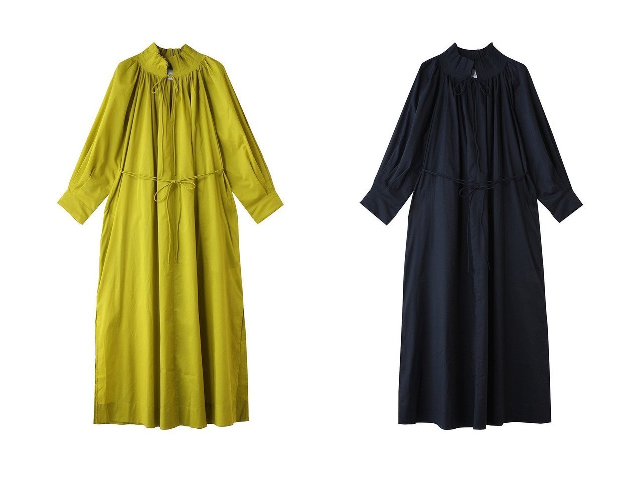 プリーツネックとギャザーが映える構築的シルエットのロングドレスで楽しむ洗練とリラックスの装い MERLETTE(マーレット)の通販 おすすめ人気トレンドファッション通販アイテム インテリア・キッズ・メンズ・レディースファッション・服の通販 founy(ファニー) 　ファッション　Fashion　レディースファッション　Fashion for Women　ワンピース　Dresses　フォーマル・パーティードレス・結婚式用ドレス　Elegant & Casual Dresses　チュニック　Tunic Tops & Dresses　ギャザー　Gathered, Ruffled　スリーブ　Sleeve, Long Sleeve / Short Sleeve　チュニック　Tunic, Long Top　ドレス　Dress, One-Piece　プリーツ　Pleats, Pleated　リラックス　Relax, Relaxed Fit　ロング　Long, Long-Length　新作・新入荷　New Arrivals / New In　ブルー系　Blue　|ID:crp329100000227852