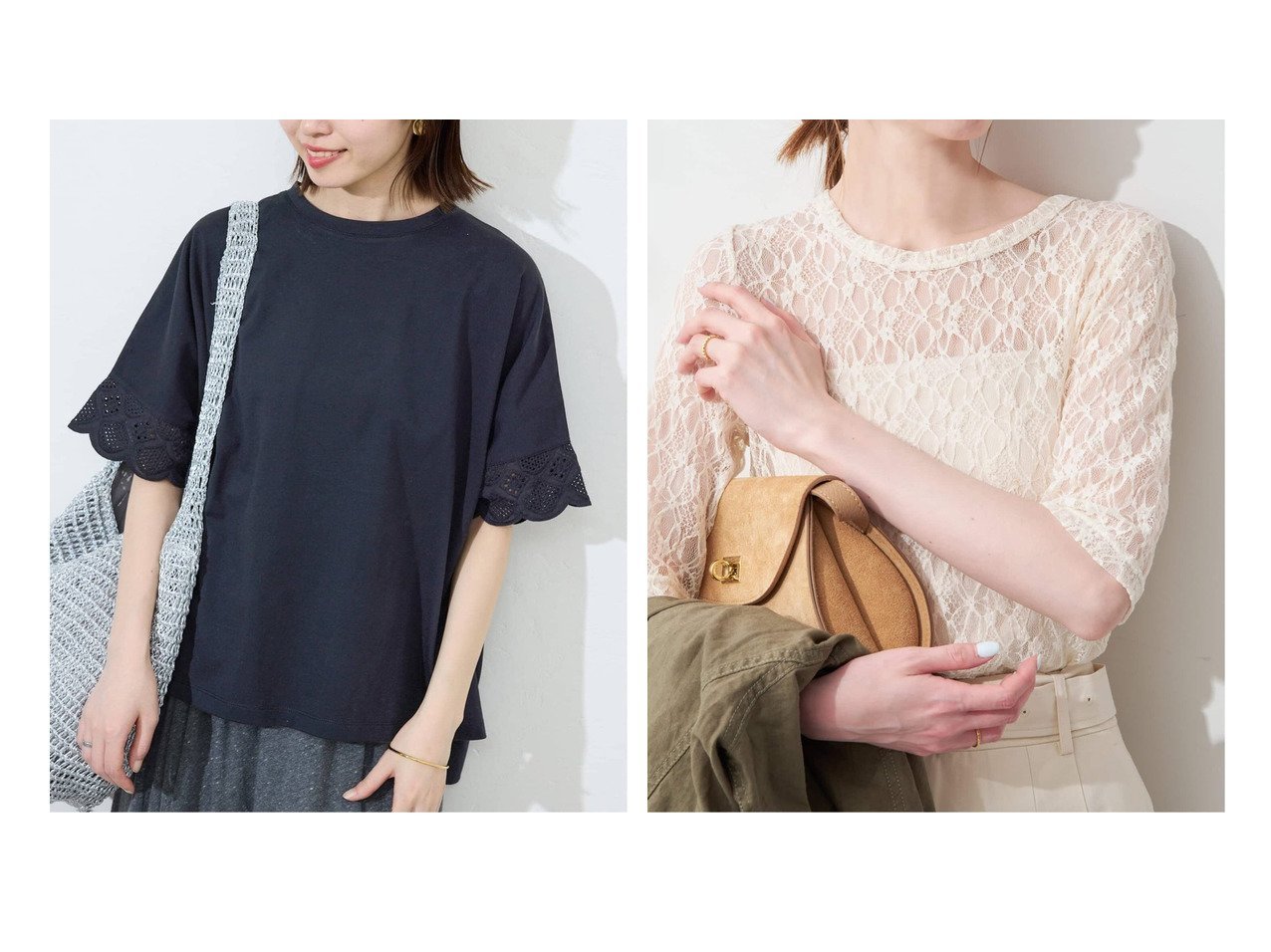 繊細なレースが映えるニュアンスプルオーバーとストレッチレースカットソーで楽しむ軽やかなレイヤードスタイル SLOBE IENA(スローブ イエナ)の通販 おすすめ人気トレンドファッション通販アイテム インテリア・キッズ・メンズ・レディースファッション・服の通販 founy(ファニー) 　ファッション　Fashion　レディースファッション　Fashion for Women　トップス・カットソー　Cut & Sew Tops　カジュアルプルオーバー・ニットトップス　Pullovers & Knit Tops / Casual Pullovers　カットソー・ベーシックTシャツ　Cut-and-Sewn Tops / Stretch Tees & Basics　2025年　2025　2025春夏・S/S　Spring/Summer 2025 SS25　レース　Lace, Lace Fabric　人気　Popular, Best Seller　2026年　2026　おすすめ　Recommended / Our Picks　インナー　Innerwear　シアー　Sheer, See-Through　シンプル　Simple, Minimal　ジャケット　Jacket, Outerwear　夏　Summer　ブラック系　Black　ホワイト系　White　|ID:crp329100000227855