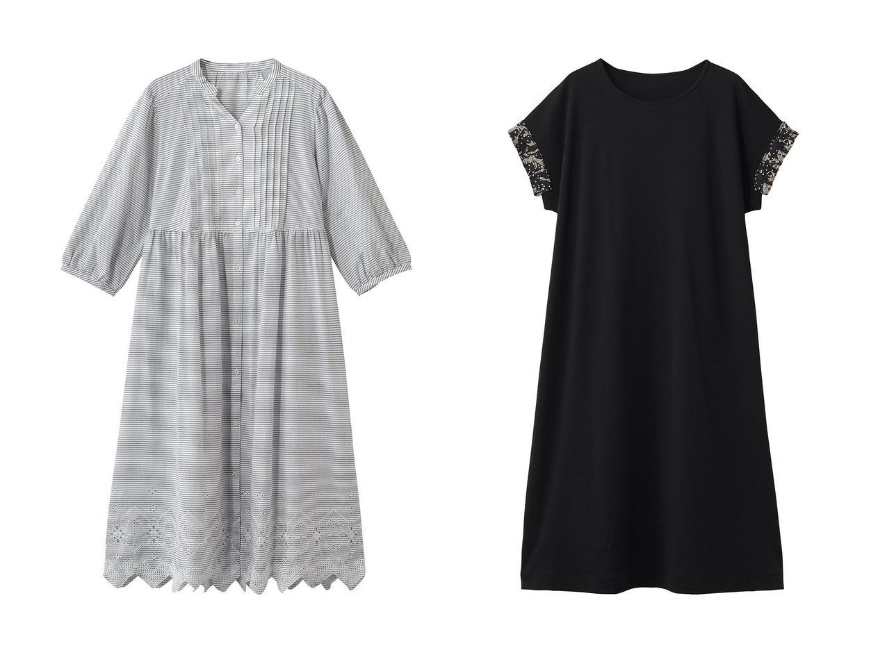 【KID BLUE/キッドブルー】の26スラブエンブワンピース&26サマーTシャツワンピース おすすめ人気トレンドファッション通販アイテム インテリア・キッズ・メンズ・レディースファッション・服の通販 founy(ファニー) 　ファッション　Fashion　レディースファッション　Fashion for Women　ワンピース　Dresses　シャツワンピース / 1枚で着映えコーデ　Shirt Dresses　スカラップ　Scallop, Scalloped Edge　パジャマ　Pajamas, Sleepwear　夏　Summer　新作・新入荷　New Arrivals / New In　ホワイト系　White　ブルー系　Blue　ブラック系　Black　|ID:crp329100000227885