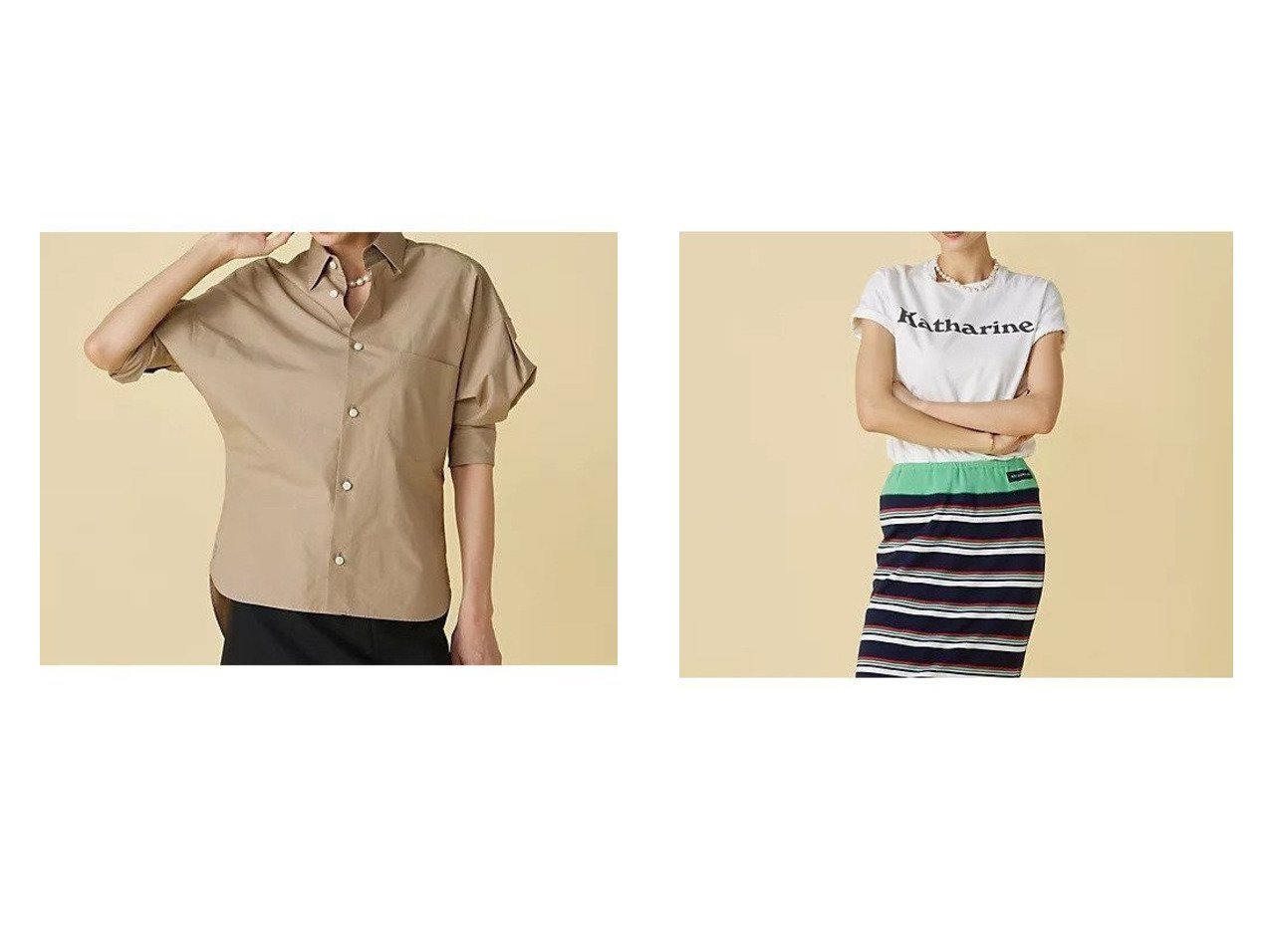 【MADISONBLUE/マディソンブルー】のJ.BRADLEY PUFF SLEEVE SH&CREW NECK TEE KATHARINE おすすめ人気トレンドファッション通販アイテム インテリア・キッズ・メンズ・レディースファッション・服の通販 founy(ファニー) 　ファッション　Fashion　レディースファッション　Fashion for Women　トップス・カットソー　Cut & Sew Tops　シェイプ　Shape, Slim Fit　ショルダー　Shoulder, Shoulder Strap　スリーブ　Sleeve, Long Sleeve / Short Sleeve　タイトスカート　Pencil Skirt, Tight Skirt　タイプライター　Typewriter Fabric, Crisp Cotton　ドロップ　Drop Shoulder, Dropped Style　フィット　Fit, Slim Fit　ボトム　Bottoms, Lower Wear　洗える　Machine Washable　イラスト　Illustration　プリント　Print, Printed Pattern　ベージュ系　Beige　ブルー系　Blue　ホワイト系　White　|ID:crp329100000227904