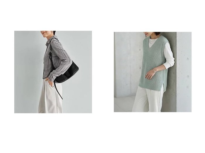 【STYLE DELI/スタイルデリ】のストライプ編みVネックベスト&かすれ柄編みWボタン襟付きトップス おすすめ人気トレンドファッション通販アイテム 人気、トレンドファッション・服の通販 founy(ファニー) ファッション Fashion レディースファッション Fashion for Women トップス・カットソー Cut & Sew Tops アウター Coat / Outerwear Collection ベスト&ジレ / 重ね着スタイル Vests & Gilets Vネックトップス V-Neck Tops / V-Cut Neckline Shirts インナー Innerwear 春 Spring 秋 Autumn コンパクト Compact, Small Size ジャケット Jacket, Outerwear ストライプ Stripe, Striped Pattern ストレート Straight, Straight Cut スリット Slit, Slit Detail なめらか Smooth, Silky Texture ニットソー Knit-Sewn, Cut & Sew Knit 長袖 Long Sleeve, Full Sleeve バランス Balance, Style Balance フィット Fit, Slim Fit フロント Front, Front Design ベスト Vest, Waistcoat ワイド Wide, Wide Fit イエロー Yellow カットソー Cut and Sewn Top 軽量 Lightweight, Ultra Light シンプル Simple, Minimal ノースリーブ Sleeveless, No-Sleeve パステル Pastel, Soft Color ボトム Bottoms, Lower Wear ポケット Pocket, Pocket Detail |ID:crp329100000227911