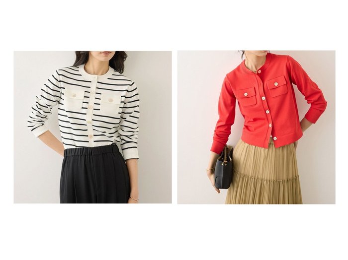 軽やかに羽織れてきちんと見えを叶えるコンパクトカーディガンROPE'(ロペ)の通販 おすすめ人気トレンドファッション通販アイテム 人気、トレンドファッション・服の通販 founy(ファニー) 　ファッション　Fashion　レディースファッション　Fashion for Women　トップス・カットソー　Cut & Sew Tops　カーディガン・羽織り　Layered Style Cardigans　カーディガン　Cardigan, Knitwear　コンパクト　Compact, Small Size　軽量　Lightweight, Ultra Light　シンプル　Simple, Minimal　スラックス　Slacks, Dress Pants　デスク　Desk, Work Desk　デニム　Denim, Jeans Material　バランス　Balance, Style Balance　フロント　Front, Front Design　ポケット　Pocket, Pocket Detail　ワイド　Wide, Wide Fit　ワーク　Workwear, Utility Style　おすすめ　Recommended / Our Picks　ビジネス 仕事 通勤　Business / Work / Commuting　|ID:crp329100000227933