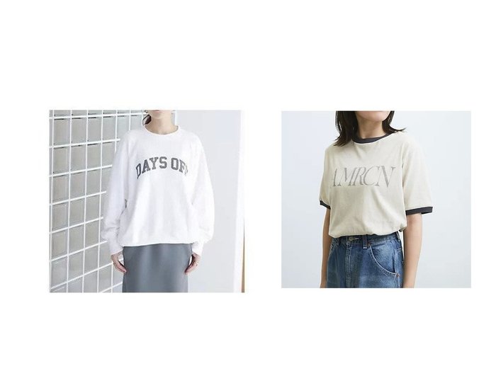 大人の抜け感を楽しむロゴスウェットとリンガーTでつくる洗練カジュアルAmericana(アメリカーナ)の通販 おすすめ人気トレンドファッション通販アイテム 人気、トレンドファッション・服の通販 founy(ファニー) 　ファッション　Fashion　レディースファッション　Fashion for Women　トップス・カットソー　Cut & Sew Tops　レディースパーカー・カジュアルフーディー　Casual Hoodies & Sweatshirts　スウェット・クルーネックトップス　Sweatshirts & Crewnecks / Relaxed Fit Sweat Tops　クロップド　Cropped, Short Length　プリント　Print, Printed Pattern　洗える　Machine Washable　|ID:crp329100000227934