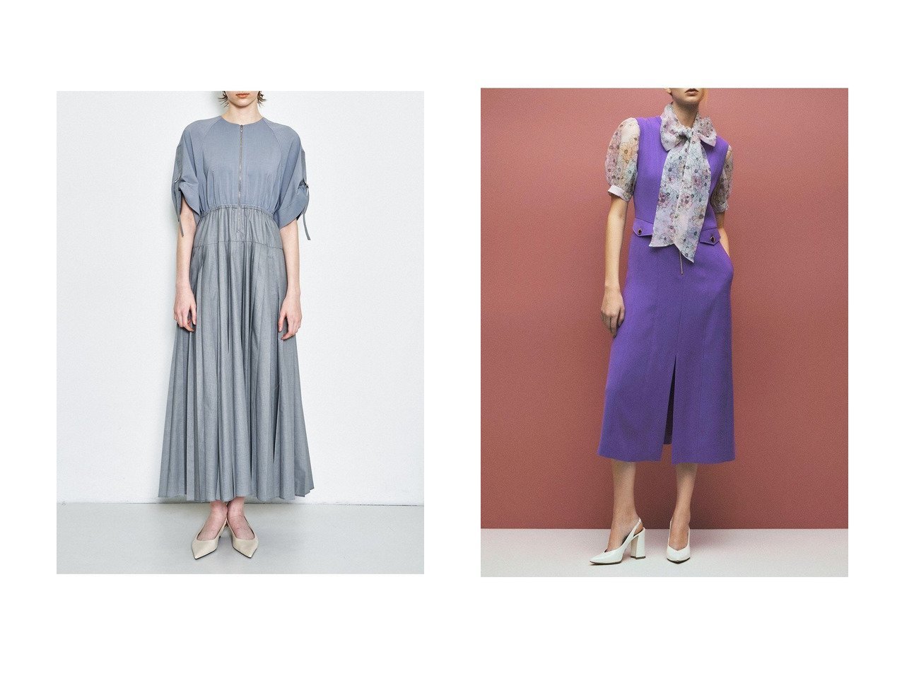 洗練されたシルエットと軽やかな素材感が魅力のワンピースコレクション STRASBURGO(ストラスブルゴ)の通販 おすすめ人気トレンドファッション通販アイテム インテリア・キッズ・メンズ・レディースファッション・服の通販 founy(ファニー) 　ファッション　Fashion　レディースファッション　Fashion for Women　ワンピース　Dresses　チュニック　Tunic Tops & Dresses　タンブラー　Tumbler, Travel Mug　チュニック　Tunic, Long Top　ブロッキング　Color Blocking, Panel Design　プリーツ　Pleats, Pleated　ロング　Long, Long-Length　新作・新入荷　New Arrivals / New In　ベージュ系　Beige　グレー系　Gray　ブラック系　Black　パープル系　Purple　|ID:crp329100000227943