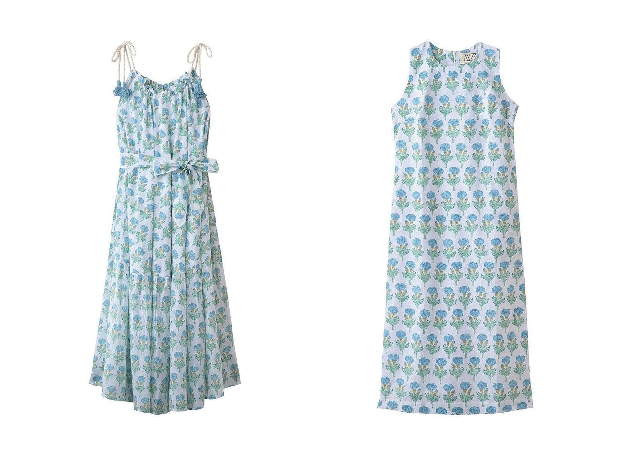華やかなプリントと軽やかなシルエットで魅せるサマードレス SZ Blockprints(エスゼット ブロックプリント)の通販 おすすめ人気トレンドファッション通販アイテム インテリア・キッズ・メンズ・レディースファッション・服の通販 founy(ファニー) 　ファッション　Fashion　レディースファッション　Fashion for Women　ワンピース　Dresses　フォーマル・パーティードレス・結婚式用ドレス　Elegant & Casual Dresses　チュニック　Tunic Tops & Dresses　キャミソール　Camisole, Spaghetti Strap Top　チュニック　Tunic, Long Top　ドレス　Dress, One-Piece　バランス　Balance, Style Balance　フリンジ　Fringe, Tassel　プリント　Print, Printed Pattern　ラップ　Wrap, Wrap Design　ロング　Long, Long-Length　夏　Summer　新作・新入荷　New Arrivals / New In　ブルー系　Blue　|ID:crp329100000227961