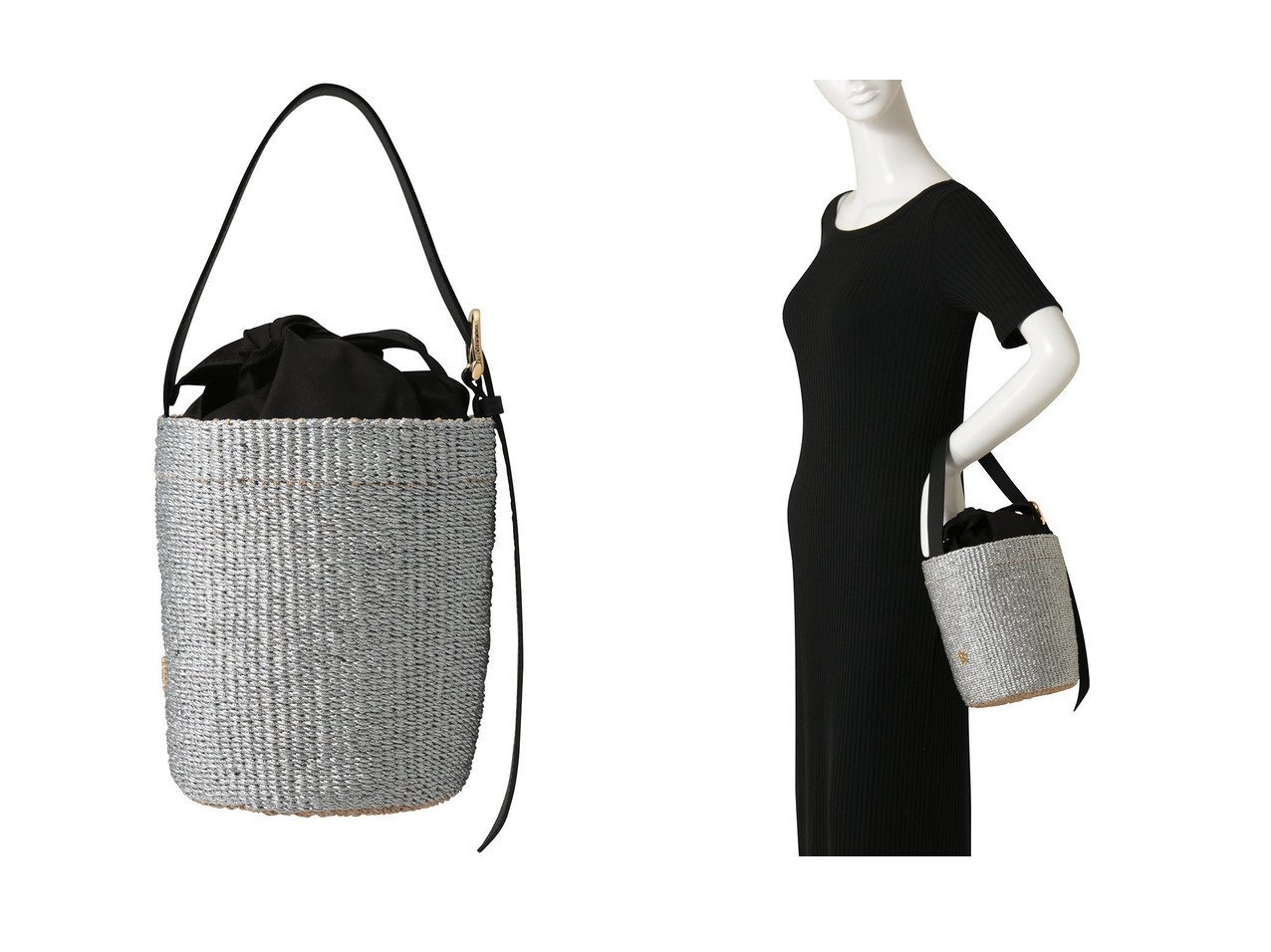 メタリックカラーとアバカ素材が映えるバケツバッグ VIOLAdORO(ヴィオラドーロ)の通販 おすすめ人気トレンドファッション通販アイテム インテリア・キッズ・メンズ・レディースファッション・服の通販 founy(ファニー) 　ファッション　Fashion　レディースファッション　Fashion for Women　バッグ　Bags　バケツ　Bucket, Bucket Style　フォルム　Silhouette, Form　夏　Summer　新作・新入荷　New Arrivals / New In　春　Spring　S/S・春夏　SS, Spring/Summer, Warm Season　ブラック系　Black　ゴールド系　Gold　|ID:crp329100000227995