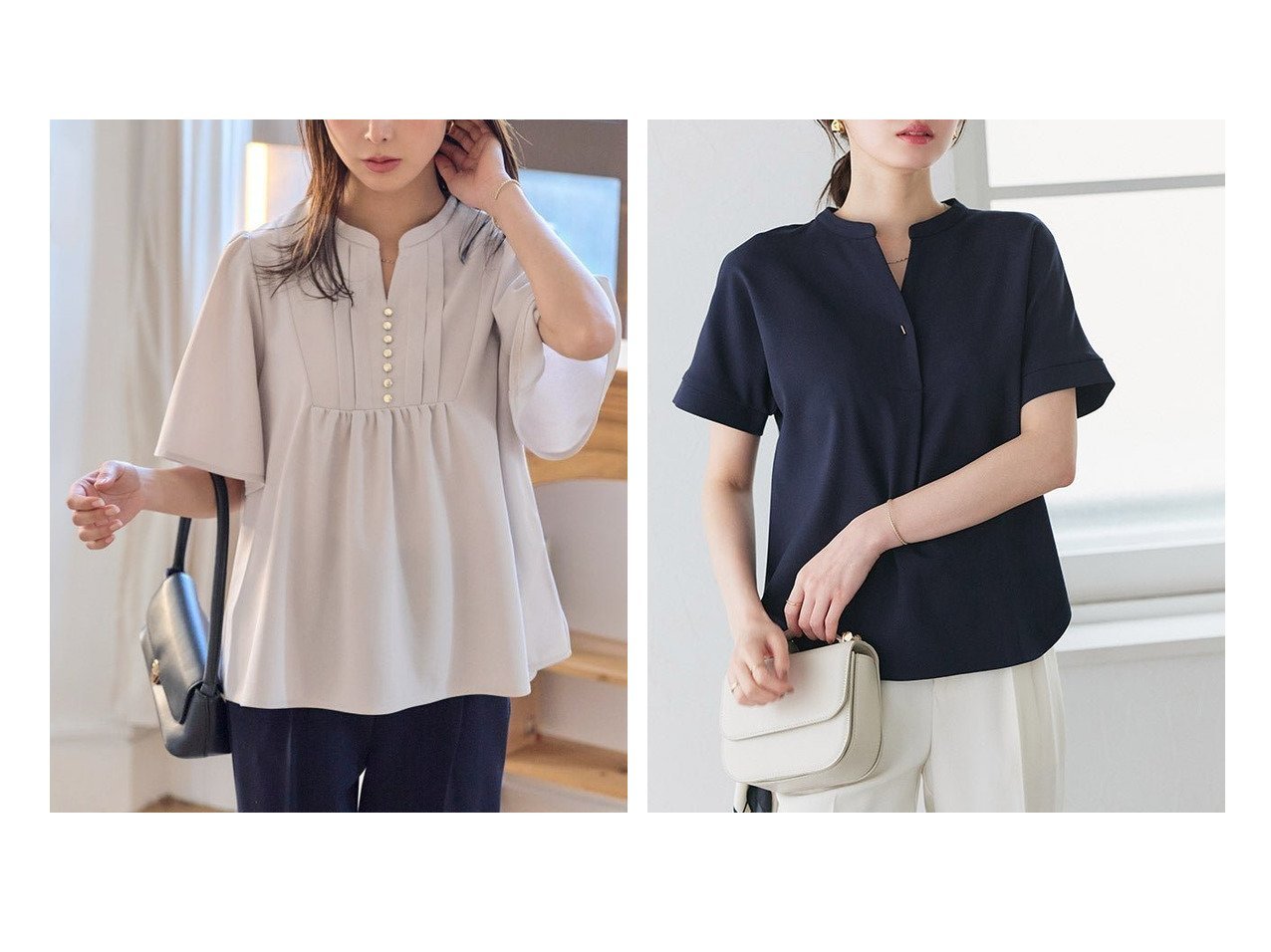 【Pierrot/ピエロ】の接触冷感リネンライクスキッパーブラウス&【接触冷感/ウォッシャブル】フレアスリーブブザムTブラウス おすすめ人気トレンドファッション通販アイテム インテリア・キッズ・メンズ・レディースファッション・服の通販 founy(ファニー) 　ファッション　Fashion　レディースファッション　Fashion for Women　トップス・カットソー　Cut & Sew Tops　シャツ・ブラウス・オフィスカジュアル　Elegant Blouses & Button-Ups　送料無料　Free Shipping　ウォッシャブル　Machine Washable　カットソー　Cut and Sewn Top　ジョーゼット　Georgette, Semi-Sheer Fabric　フレア　Flare, Flared　プチプライス・低価格　Affordable / Budget Price　スキッパー　Skipper, Open Collar　セットアップ　Set-Up, Coordinated Outfit　リネン　Linen, Linen Fabric　エレガント 上品　Elegant　夏　Summer　ブラック系　Black　グレー系　Gray　ブルー系　Blue　ベージュ系　Beige　|ID:crp329100000228000