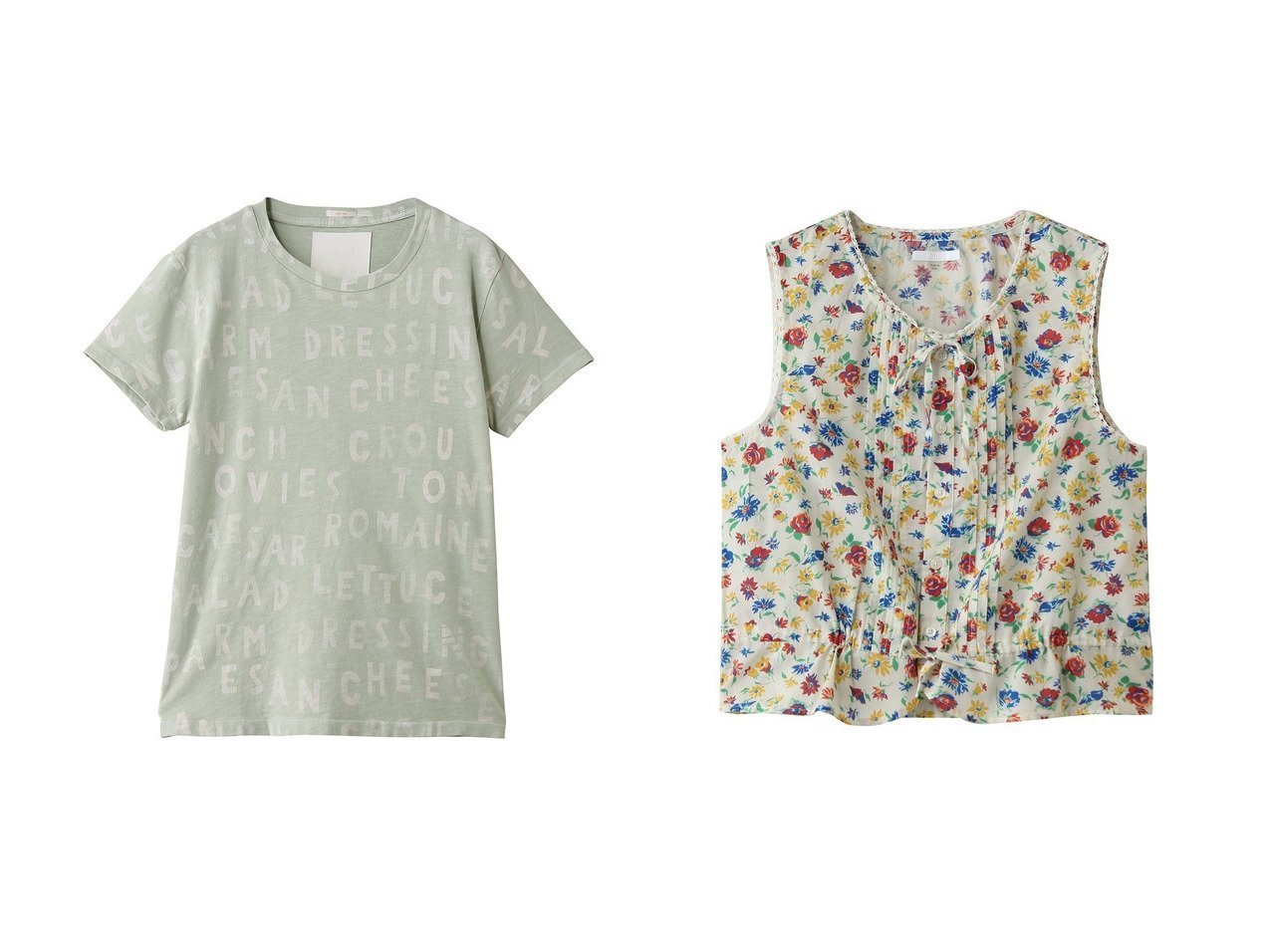 遊び心あるプリントと華やかなデザインが魅力のカジュアルトップスコレクション MOTHER(マザー)の通販 おすすめ人気トレンドファッション通販アイテム インテリア・キッズ・メンズ・レディースファッション・服の通販 founy(ファニー) 　ファッション　Fashion　レディースファッション　Fashion for Women　トップス・カットソー　Cut & Sew Tops　シャツ・ブラウス・オフィスカジュアル　Elegant Blouses & Button-Ups　ロングTシャツ・Tシャツ　Longline T-Shirts & Tees　カットソー・ベーシックTシャツ　Cut-and-Sewn Tops / Stretch Tees & Basics　キャミソール&ノースリーブ　Camisoles & Sleeveless Tops　花柄・フラワープリント・モチーフ　Floral Prints & Motifs / Flower Pattern Tops　ショート　Short, Short Length　スリーブ　Sleeve, Long Sleeve / Short Sleeve　プリント　Print, Printed Pattern　モチーフ　Motif, Design Theme　リラックス　Relax, Relaxed Fit　新作・新入荷　New Arrivals / New In　デニム　Denim, Jeans Material　ノースリーブ　Sleeveless, No-Sleeve　フラワー　Flower, Floral　フレア　Flare, Flared　ミックス　Mix, Mixed Style　リボン　Ribbon, Bow　夏　Summer　春　Spring　S/S・春夏　SS, Spring/Summer, Warm Season　グリーン系　Green　|ID:crp329100000228035