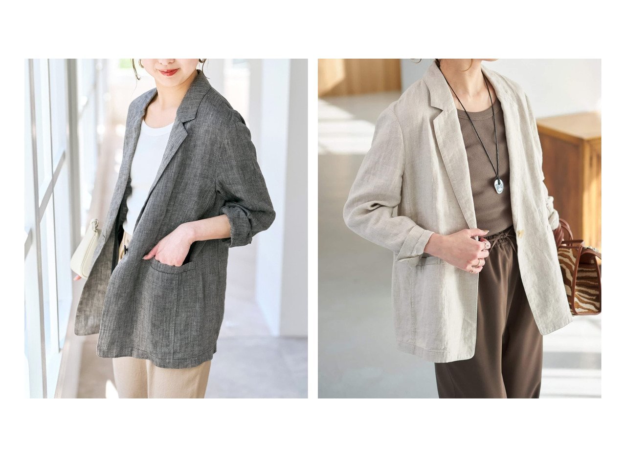 軽やかな着心地と洗練されたシルエットが魅力のエアリーリネンジャケット Spick & Span(スピックアンドスパン)の通販 おすすめ人気トレンドファッション通販アイテム インテリア・キッズ・メンズ・レディースファッション・服の通販 founy(ファニー) 　ファッション　Fashion　レディースファッション　Fashion for Women　アウター　Coat / Outerwear Collection　レディースジャケット・軽アウター　Jackets　おすすめ　Recommended / Our Picks　ジャケット　Jacket, Outerwear　セットアップ　Set-Up, Coordinated Outfit　チェック　Check, Plaid, Tartan　トレンド　Trend, Trending Now　ベーシック　Basic, Essential　リネン　Linen, Linen Fabric　リラックス　Relax, Relaxed Fit　定番　Standard, Basic Item　春　Spring　グレー系　Gray　ブラック系　Black　|ID:crp329100000228056