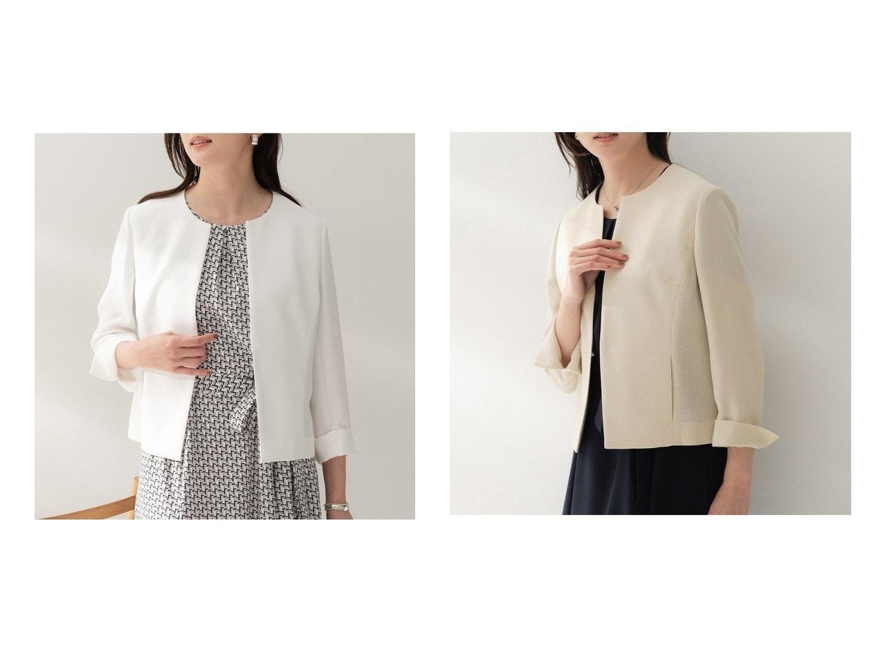 すっきりとしたシルエットと清涼感が魅力のミニマルジャケット UNTITLED(アンタイトル)の通販 おすすめ人気トレンドファッション通販アイテム インテリア・キッズ・メンズ・レディースファッション・服の通販 founy(ファニー) 　ファッション　Fashion　レディースファッション　Fashion for Women　アウター　Coat / Outerwear Collection　レディースジャケット・軽アウター　Jackets　おすすめ　Recommended / Our Picks　ジャケット　Jacket, Outerwear　スマート　Smart, Elegant　スリット　Slit, Slit Detail　フロント　Front, Front Design　ポケット　Pocket, Pocket Detail　夏　Summer　春　Spring　S/S・春夏　SS, Spring/Summer, Warm Season　洗える　Machine Washable　羽織　Haori, Light Jacket　ホワイト系　White　グレー系　Gray　ベージュ系　Beige　ブルー系　Blue　|ID:crp329100000228058