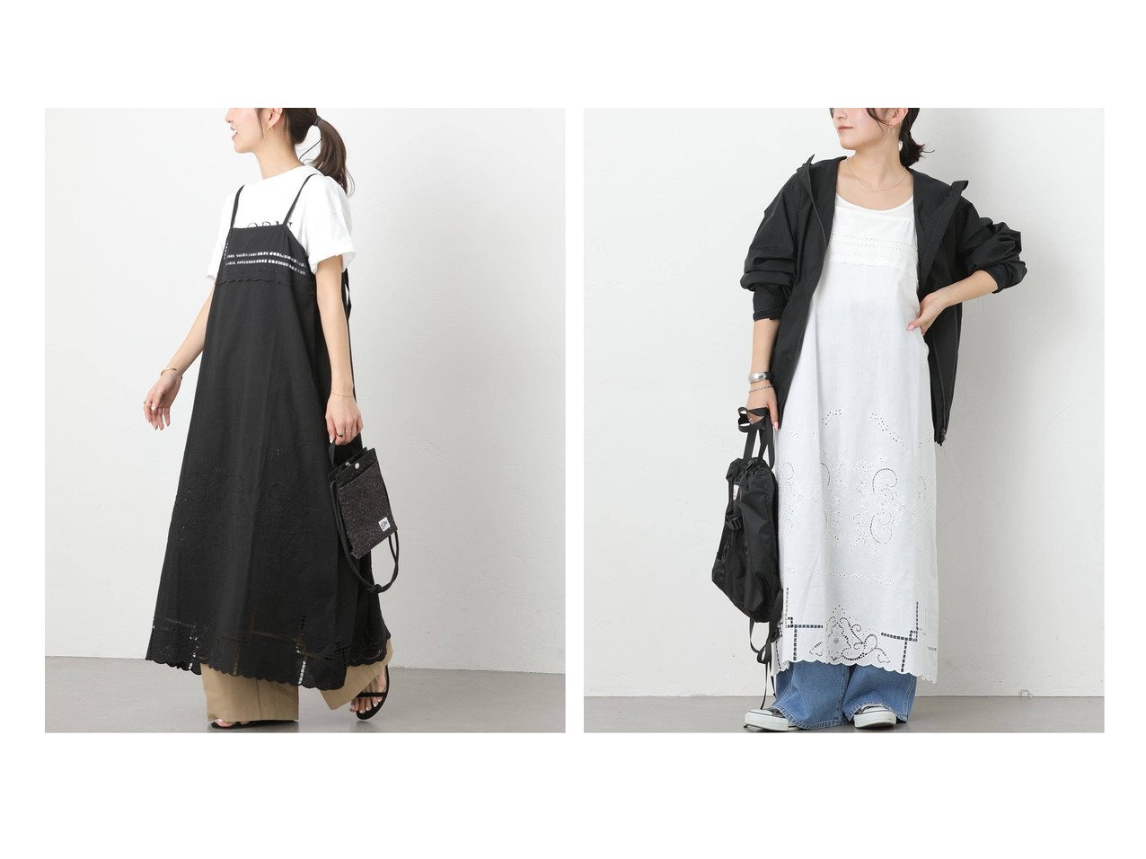 繊細な刺繍が華やかに映えるスクエアエンブロイダリーワンピース JOURNAL STANDARD relume(ジャーナルスタンダードレリューム)の通販 おすすめ人気トレンドファッション通販アイテム インテリア・キッズ・メンズ・レディースファッション・服の通販 founy(ファニー) 　ファッション　Fashion　レディースファッション　Fashion for Women　ワンピース　Dresses　2026年　2026　2026春夏・S/S　Spring/Summer 2026 SS26　キャミワンピース　Cami Dress, Slip Dress　スリット　Slit, Slit Detail　ワーク　Workwear, Utility Style　ブラック系　Black　ホワイト系　White　|ID:crp329100000228059