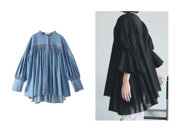 【繊細なピンタックと軽やかなフレアが描く洗練デニムと上質コットンのモードトップス】AAYUSHI(アユーシ)通販 おすすめ人気トレンドファッション通販アイテム 人気、トレンドファッション・服の通販 founy(ファニー) ファッション Fashion レディースファッション Fashion for Women トップス・カットソー Cut & Sew Tops シャツ・ブラウス・オフィスカジュアル Elegant Blouses & Button-Ups ロングTシャツ・Tシャツ Longline T-Shirts & Tees カットソー・ベーシックTシャツ Cut-and-Sewn Tops / Stretch Tees & Basics インド Indian Textile エレガント 上品 Elegant クラシック Classic, Timeless Style スリーブ Sleeve, Long Sleeve / Short Sleeve デニム Denim, Jeans Material ドレープ Drape, Draping Fabric バランス Balance, Style Balance フレア Flare, Flared モダン Modern, Contemporary ヨーク Yoke, Yoke Design ロング Long, Long-Length ギャザー Gathered, Ruffled ショート Short, Short Length シルク Silk, 100% Silk シンプル Simple, Minimal なめらか Smooth, Silky Texture |ID:crp329100000228069