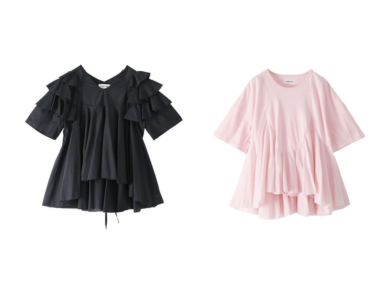 【軽やかなラッフルが彩るコットンシルクブラウスとペプラムTシャツの気品ある装い提案】AAYUSHI(アユーシ)通販 おすすめ人気トレンドファッション通販アイテム インテリア・キッズ・メンズ・レディースファッション・服の通販 founy(ファニー) 　ファッション　Fashion　レディースファッション　Fashion for Women　トップス・カットソー　Cut & Sew Tops　シャツ・ブラウス・オフィスカジュアル　Elegant Blouses & Button-Ups　ロングTシャツ・Tシャツ　Longline T-Shirts & Tees　カットソー・ベーシックTシャツ　Cut-and-Sewn Tops / Stretch Tees & Basics　インド　Indian Textile　ショート　Short, Short Length　シルク　Silk, 100% Silk　スラックス　Slacks, Dress Pants　スリーブ　Sleeve, Long Sleeve / Short Sleeve　ダウン　Down, Puffer　デニム　Denim, Jeans Material　バランス　Balance, Style Balance　モダン　Modern, Contemporary　ラッフル　Ruffle, Frill　おすすめ　Recommended / Our Picks　エレガント 上品　Elegant　カットソー　Cut and Sewn Top　スリム　Slim, Slim Fit　定番　Standard, Basic Item　フリル　Frill, Ruffle　フレア　Flare, Flared　ペプラム　Peplum, Flared Hem　リラックス　Relax, Relaxed Fit　ブラック系　Black　ホワイト系　White　レッド系　Red　|ID:crp329100000228070