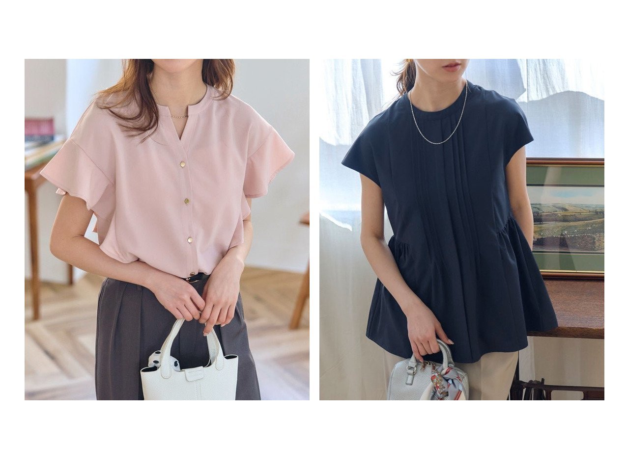 汗ジミ防止と接触冷感で快適に着こなす上品フレアブラウス プチプライス、ピエロ(Pierrot)通販 おすすめ人気トレンドファッション通販アイテム インテリア・キッズ・メンズ・レディースファッション・服の通販 founy(ファニー) 　ファッション　Fashion　レディースファッション　Fashion for Women　トップス・カットソー　Cut & Sew Tops　シャツ・ブラウス・オフィスカジュアル　Elegant Blouses & Button-Ups　送料無料　Free Shipping　シンプル　Simple, Minimal　スキッパー　Skipper, Open Collar　フェミニン　Feminine, Girly　フレア　Flare, Flared　プチプライス・低価格　Affordable / Budget Price　エレガント 上品　Elegant　夏　Summer　ベージュ系　Beige　レッド系　Red　ブルー系　Blue　|ID:crp329100000228129