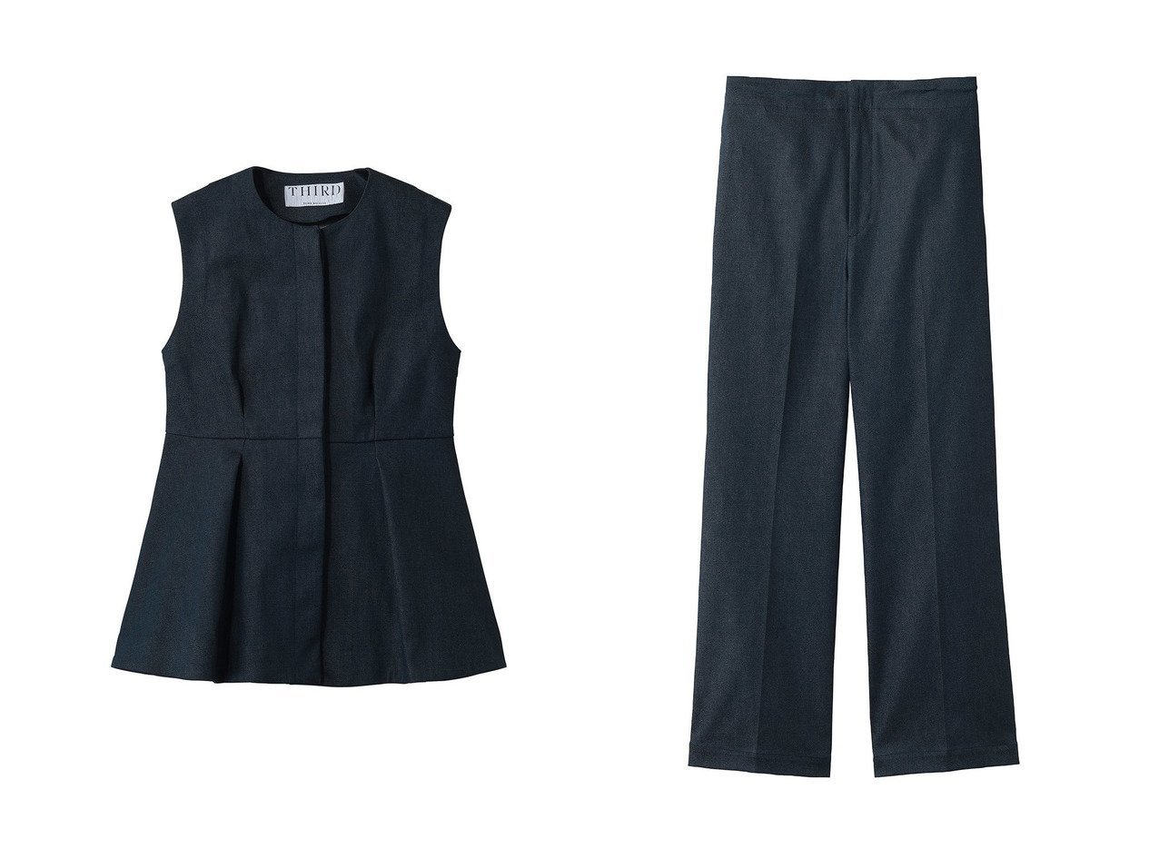 デニムライク素材で叶える大人のきれいめカジュアルパンツとペプラムブラウスの洗練コーデ提案 THIRD MAGAZINE(サードマガジン)通販 おすすめ人気トレンドファッション通販アイテム インテリア・キッズ・メンズ・レディースファッション・服の通販 founy(ファニー) 　ファッション　Fashion　レディースファッション　Fashion for Women　トップス・カットソー　Cut & Sew Tops　キャミソール&ノースリーブ　Camisoles & Sleeveless Tops　シャツ・ブラウス・オフィスカジュアル　Elegant Blouses & Button-Ups　パンツ　Pants & Trousers　ノースリーブ　Sleeveless, No-Sleeve　ペプラム　Peplum, Flared Hem　新作・新入荷　New Arrivals / New In　|ID:crp329100000228131