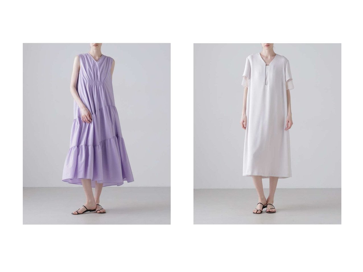 軽やかな素材と美しいシルエットで魅せる上品ワンピースコレクション ADORE(アドーア)通販 おすすめ人気トレンドファッション通販アイテム インテリア・キッズ・メンズ・レディースファッション・服の通販 founy(ファニー) 　ファッション　Fashion　レディースファッション　Fashion for Women　ワンピース　Dresses　チュニック　Tunic Tops & Dresses　ギャザー　Gathered, Ruffled　タフタ　Taffeta, Structured Fabric　チュニック　Tunic, Long Top　ロング　Long, Long-Length　夏　Summer　新作・新入荷　New Arrivals / New In　パープル系　Purple　グリーン系　Green　ブラック系　Black　ベージュ系　Beige　|ID:crp329100000228136