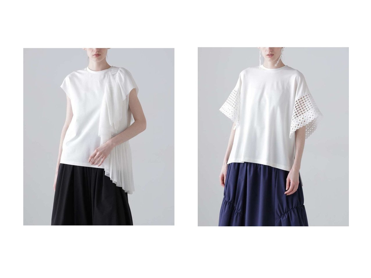 チュールとレースが彩る華やかさと着心地を兼ね備えた上品トップスコレクション ADORE(アドーア)通販 おすすめ人気トレンドファッション通販アイテム インテリア・キッズ・メンズ・レディースファッション・服の通販 founy(ファニー) 　ファッション　Fashion　レディースファッション　Fashion for Women　トップス・カットソー　Cut & Sew Tops　シャツ・ブラウス・オフィスカジュアル　Elegant Blouses & Button-Ups　ロングTシャツ・Tシャツ　Longline T-Shirts & Tees　カットソー・ベーシックTシャツ　Cut-and-Sewn Tops / Stretch Tees & Basics　アシンメトリー　Asymmetrical Style　カットソー　Cut and Sewn Top　ギャザー　Gathered, Ruffled　ショート　Short, Short Length　ストレッチ　Stretch, Stretchy Fabric　スリーブ　Sleeve, Long Sleeve / Short Sleeve　チュール　Tulip, Tulip Motif　フリル　Frill, Ruffle　ラッフル　Ruffle, Frill　新作・新入荷　New Arrivals / New In　ホワイト系　White　ブラウン系　Brown　|ID:crp329100000228138
