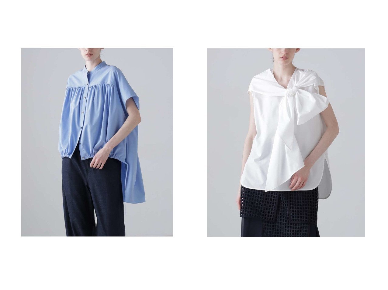 涼やかな着心地と華やぎを叶えるギャザーとリボンタイの上品ブラウスコレクション ADORE(アドーア)通販 おすすめ人気トレンドファッション通販アイテム インテリア・キッズ・メンズ・レディースファッション・服の通販 founy(ファニー) 　ファッション　Fashion　レディースファッション　Fashion for Women　トップス・カットソー　Cut & Sew Tops　シャツ・ブラウス・オフィスカジュアル　Elegant Blouses & Button-Ups　ギャザー　Gathered, Ruffled　ショート　Short, Short Length　スリーブ　Sleeve, Long Sleeve / Short Sleeve　ポンチョ　Poncho, Cape Style　新作・新入荷　New Arrivals / New In　ブルー系　Blue　ホワイト系　White　ピンク系　Pink　|ID:crp329100000228139