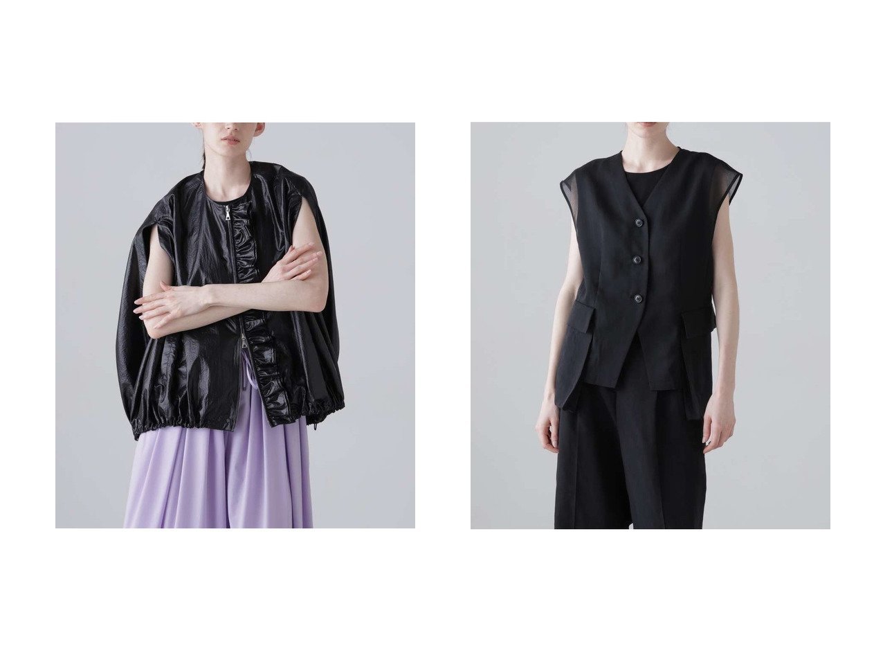 軽やかな素材感と上品なディテールで魅せるブルゾンとジレの洗練アウターコレクション ADORE(アドーア)通販 おすすめ人気トレンドファッション通販アイテム インテリア・キッズ・メンズ・レディースファッション・服の通販 founy(ファニー) 　ファッション　Fashion　レディースファッション　Fashion for Women　アウター　Coat / Outerwear Collection　レディースジャケット・軽アウター　Jackets　コーティング　Coating, Coated Finish　ジップ　Zip, Zipper　ジャケット　Jacket, Outerwear　フリル　Frill, Ruffle　フロント　Front, Front Design　ブルゾン　Blouson, Bomber Jacket　新作・新入荷　New Arrivals / New In　ブラック系　Black　|ID:crp329100000228141