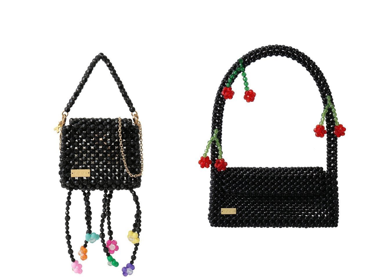 華やかなビーズとモチーフで装いを彩るハンドバッグと3wayミニチェーンバッグ TOOS(トオス)通販 おすすめ人気トレンドファッション通販アイテム インテリア・キッズ・メンズ・レディースファッション・服の通販 founy(ファニー) 　ファッション　Fashion　レディースファッション　Fashion for Women　ショルダー　Shoulder, Shoulder Strap　フラワー　Flower, Floral　モチーフ　Motif, Design Theme　新作・新入荷　New Arrivals / New In　ブラック系　Black　|ID:crp329100000228147