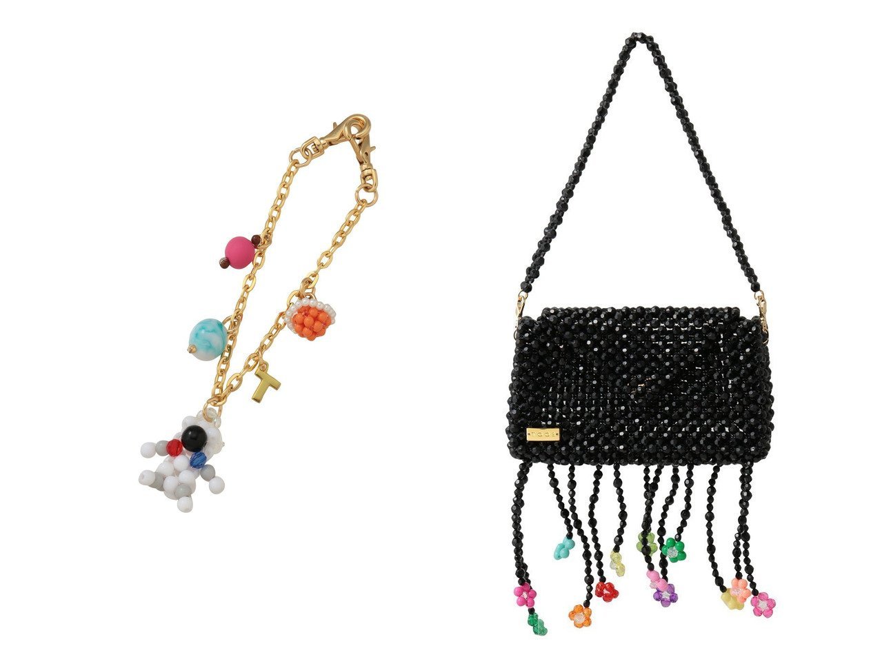 華やかなフラワービーズバッグと遊び心あふれるチャームで装いを引き立てる TOOS(トオス)通販 おすすめ人気トレンドファッション通販アイテム インテリア・キッズ・メンズ・レディースファッション・服の通販 founy(ファニー) 　ファッション　Fashion　レディースファッション　Fashion for Women　バッグ　Bags　カラフル　Colorful Design　チェーン　Chain, Chain Strap　チャーム　Charm, Pendant　モチーフ　Motif, Design Theme　ラップ　Wrap, Wrap Design　リュクス　Luxury, Elegant, High-End, Chic　新作・新入荷　New Arrivals / New In　ブラック系　Black　|ID:crp329100000228148