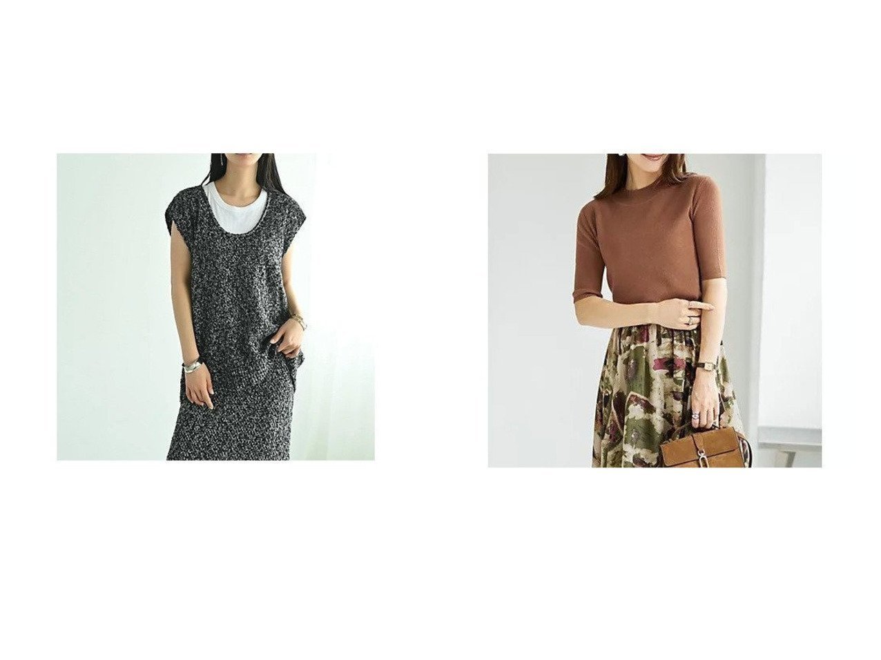 【軽やかな着心地のソフトタッチニットとツイード風プルオーバーでつくる洗練レイヤードスタイル】STYLE DELI(スタイルデリ)通販 おすすめ人気トレンドファッション通販アイテム インテリア・キッズ・メンズ・レディースファッション・服の通販 founy(ファニー) 　ファッション　Fashion　レディースファッション　Fashion for Women　トップス・カットソー　Cut & Sew Tops　カジュアルプルオーバー・ニットトップス　Pullovers & Knit Tops / Casual Pullovers　カットソー　Cut and Sewn Top　シンプル　Simple, Minimal　セットアップ　Set-Up, Coordinated Outfit　ツイード　Twill, Twill Weave　バランス　Balance, Style Balance　ミックス　Mix, Mixed Style　インナー　Innerwear　エアリー　Airy Texture　コンパクト　Compact, Small Size　今季　This Season, Current Season　サロペット　Overalls, Salopette　ジャケット　Jacket, Outerwear　定番　Standard, Basic Item　長袖　Long Sleeve, Full Sleeve　ハイネック　High Neck, Mock Neck　フィット　Fit, Slim Fit　ポケット　Pocket, Pocket Detail　A/W・秋冬　Autumn/Winter　ブラック系　Black　ブラウン系　Brown　ブルー系　Blue　|ID:crp329100000228153